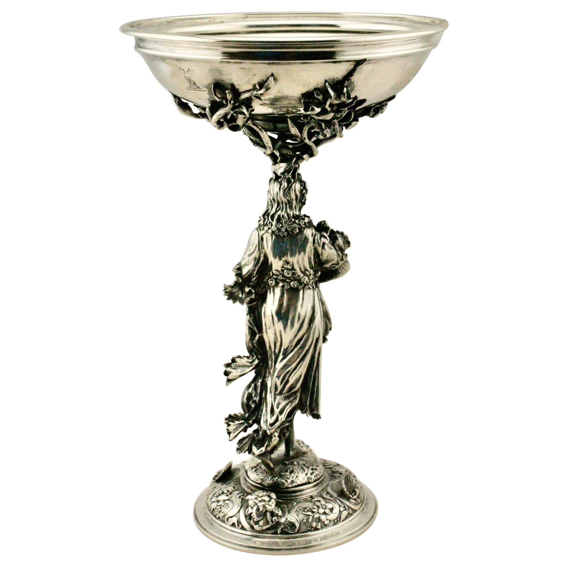 Italian Silver Figural Compote of Flora by G. Accarisi, Florence