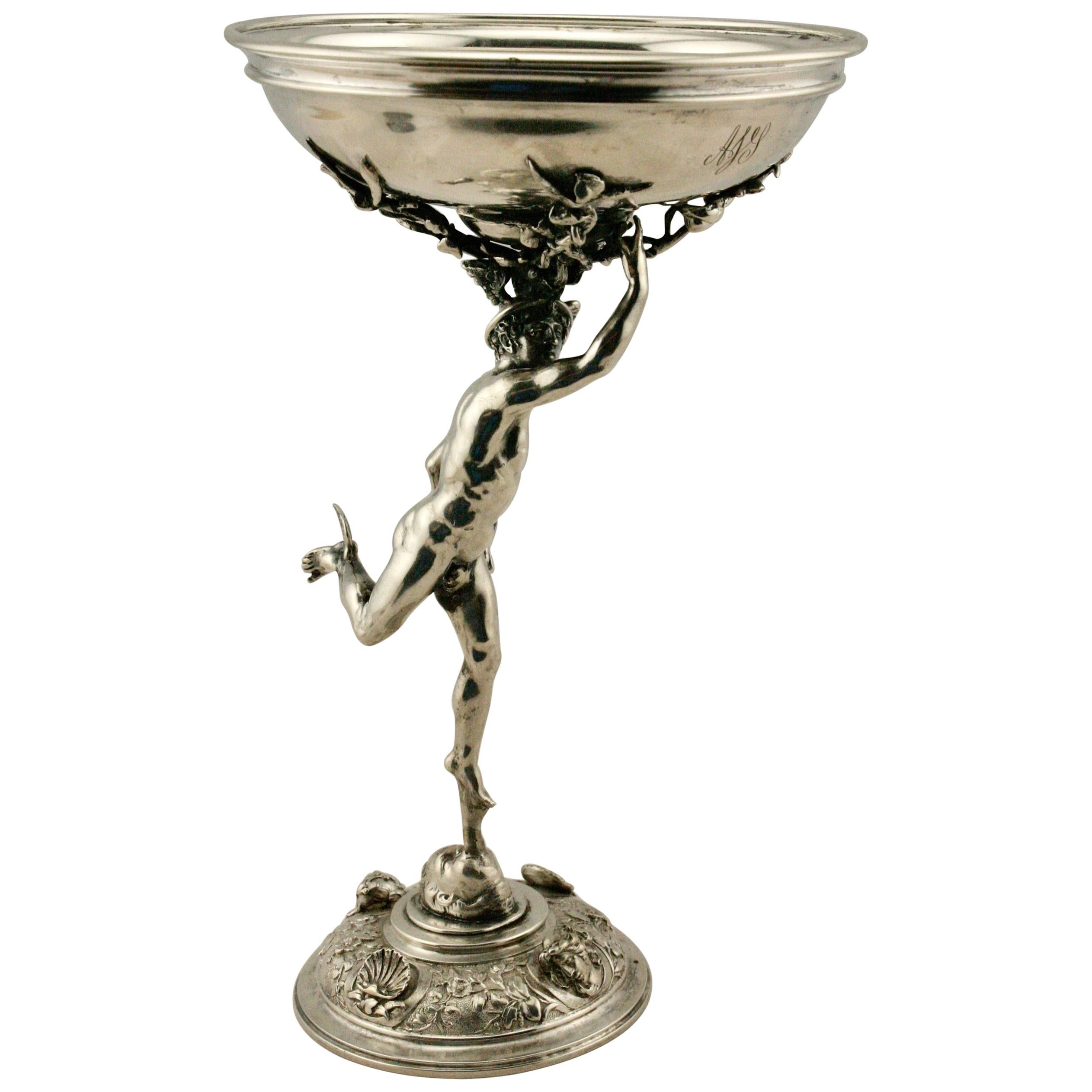 Italian Silver Figural Compote of Mercury by G. Accarisi, Florence For Sale