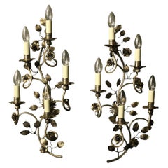 Italian Silver Genoa Five-Arm Wall Lights