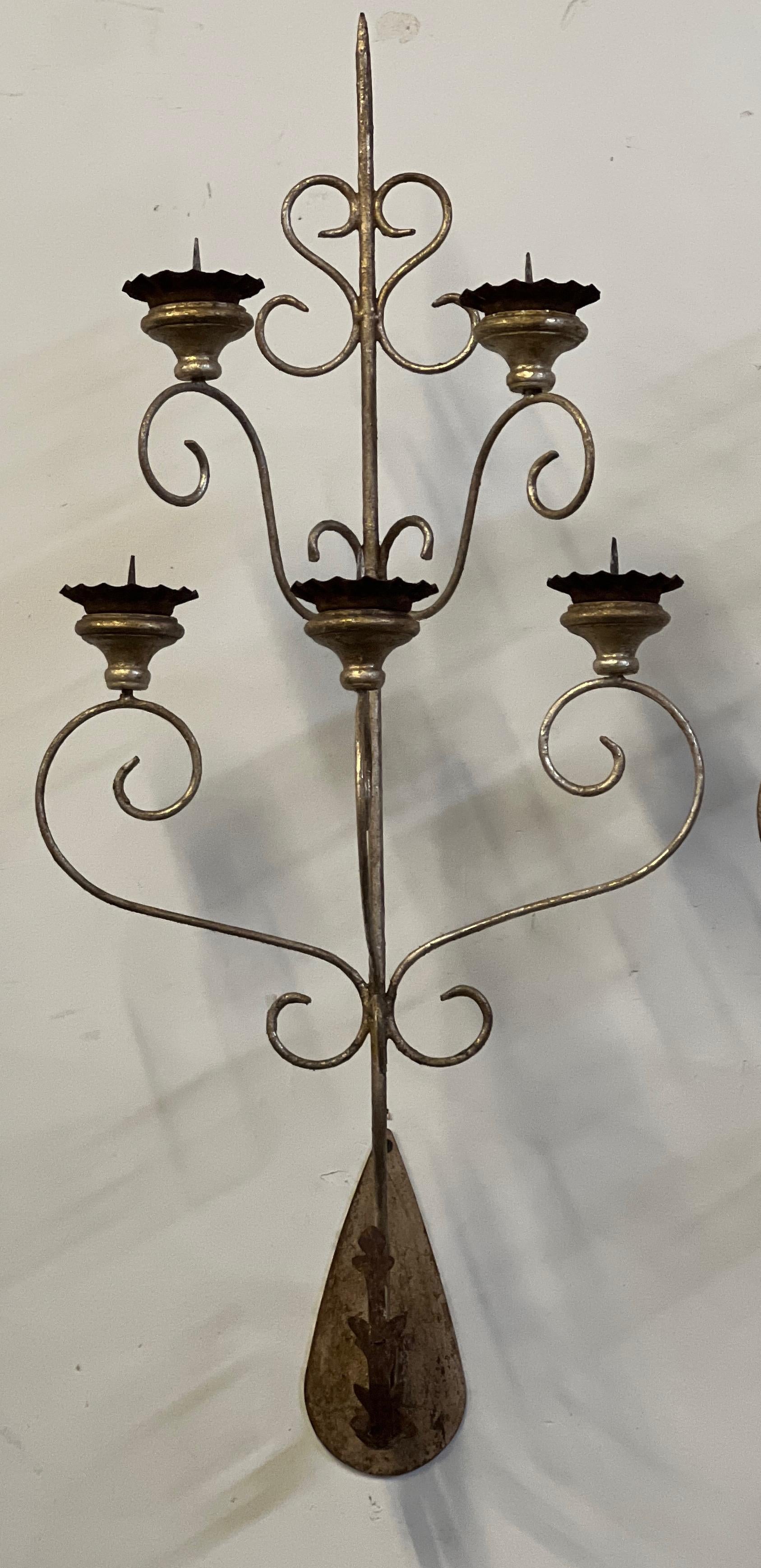 silver candle wall sconce