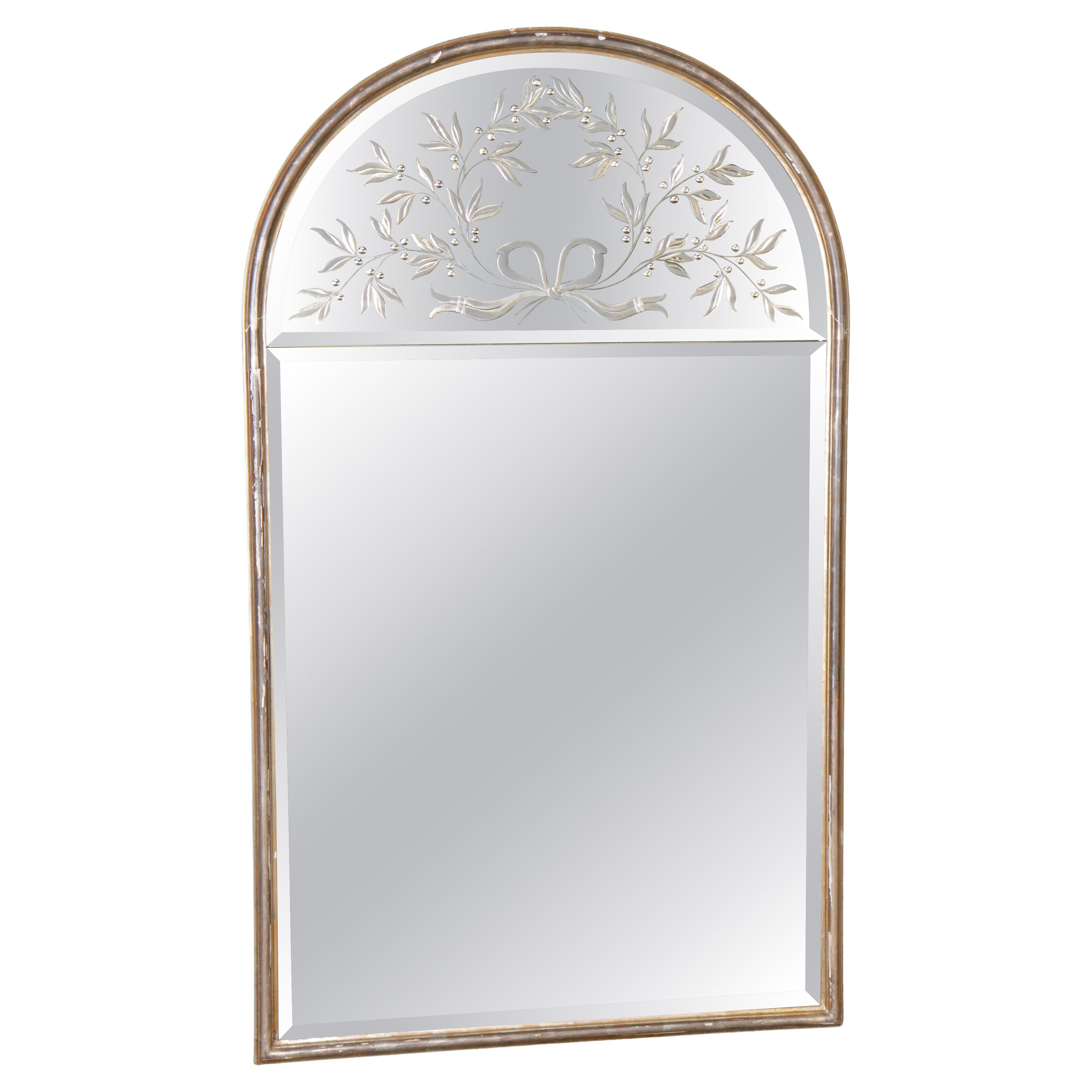 Miroir italien de style vénitien en argent doré et verre gravé par LaBarge