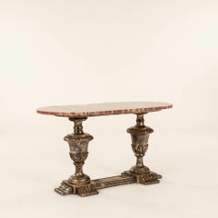 Italian Silver Gilt Baroque Style Marble Cocktail Table