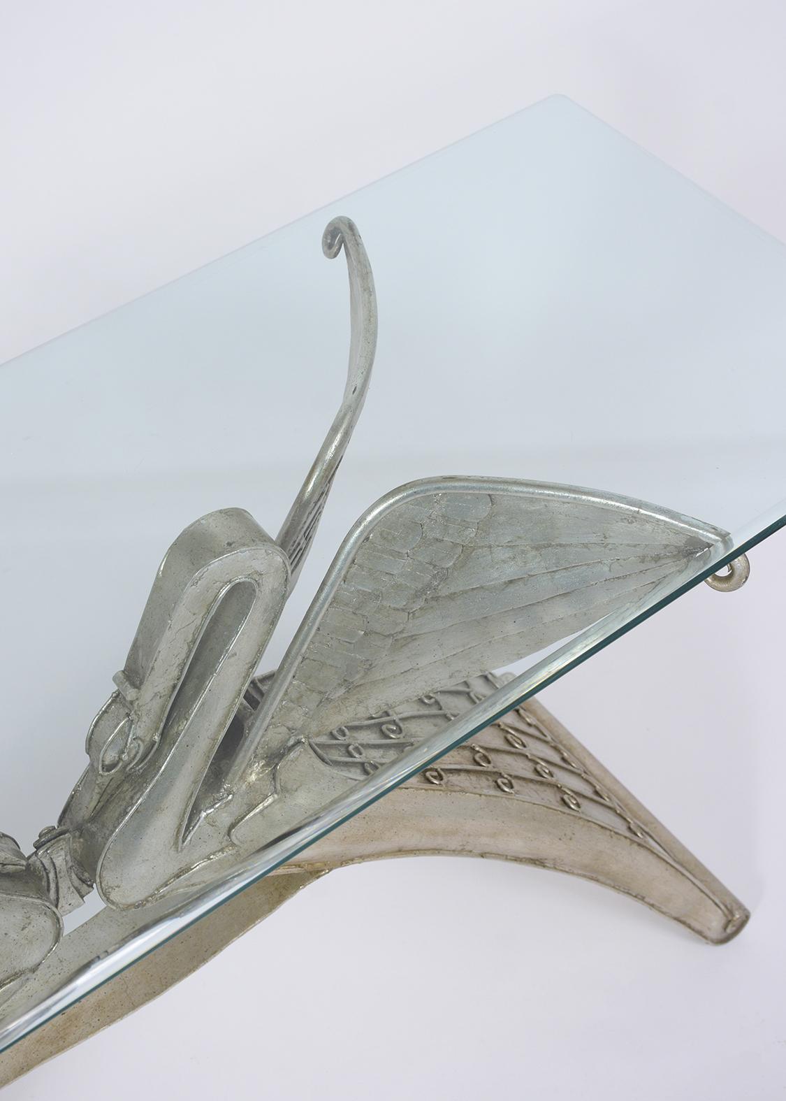 Glass Italian Sculpture Console Table