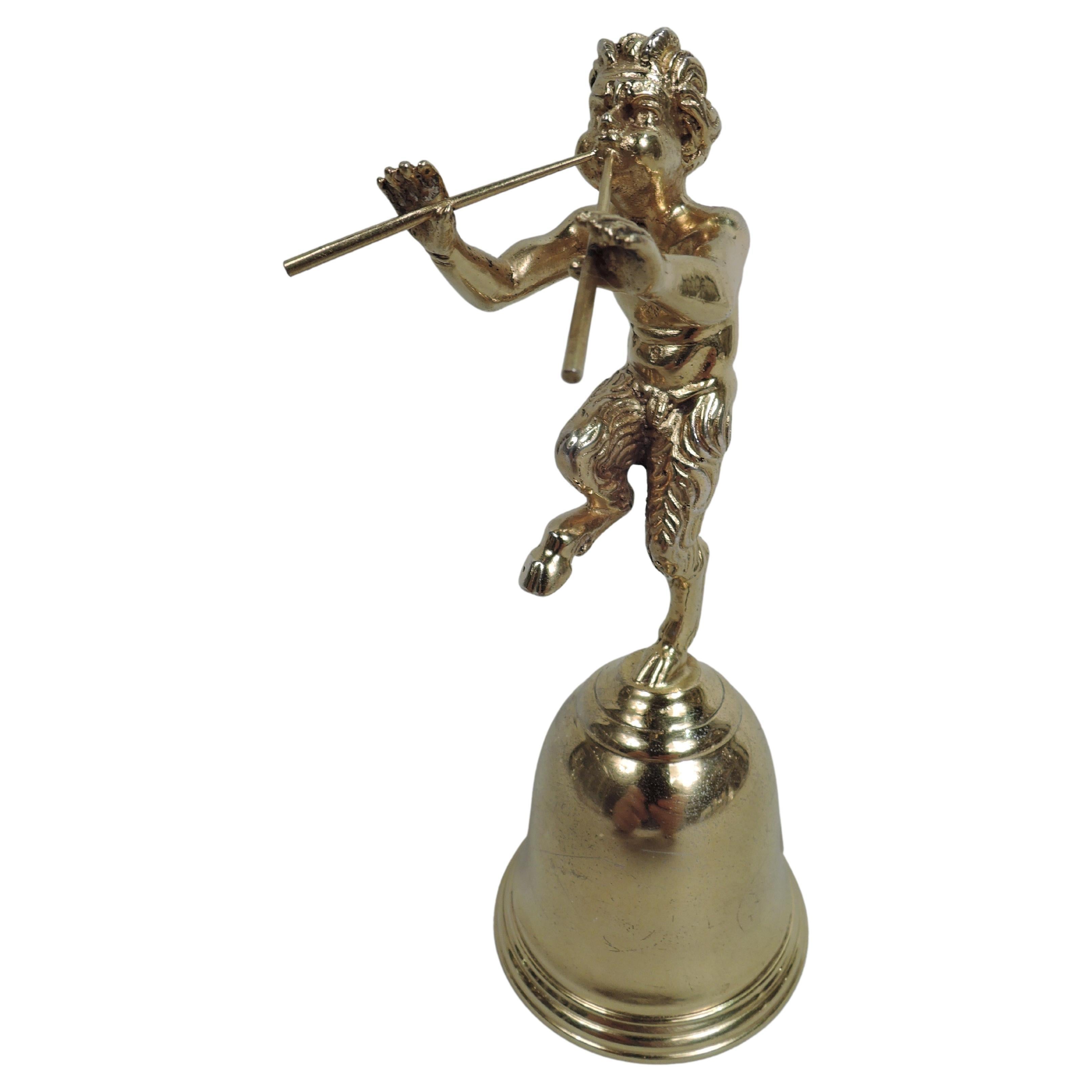 Italian Silver Gilt Grand Tour Pompeian Classical Piping Faun Bell For Sale