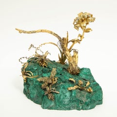 Silver-Gilt Mounted Malachite Aquatic Table Ornament, Attributed to Buccellati