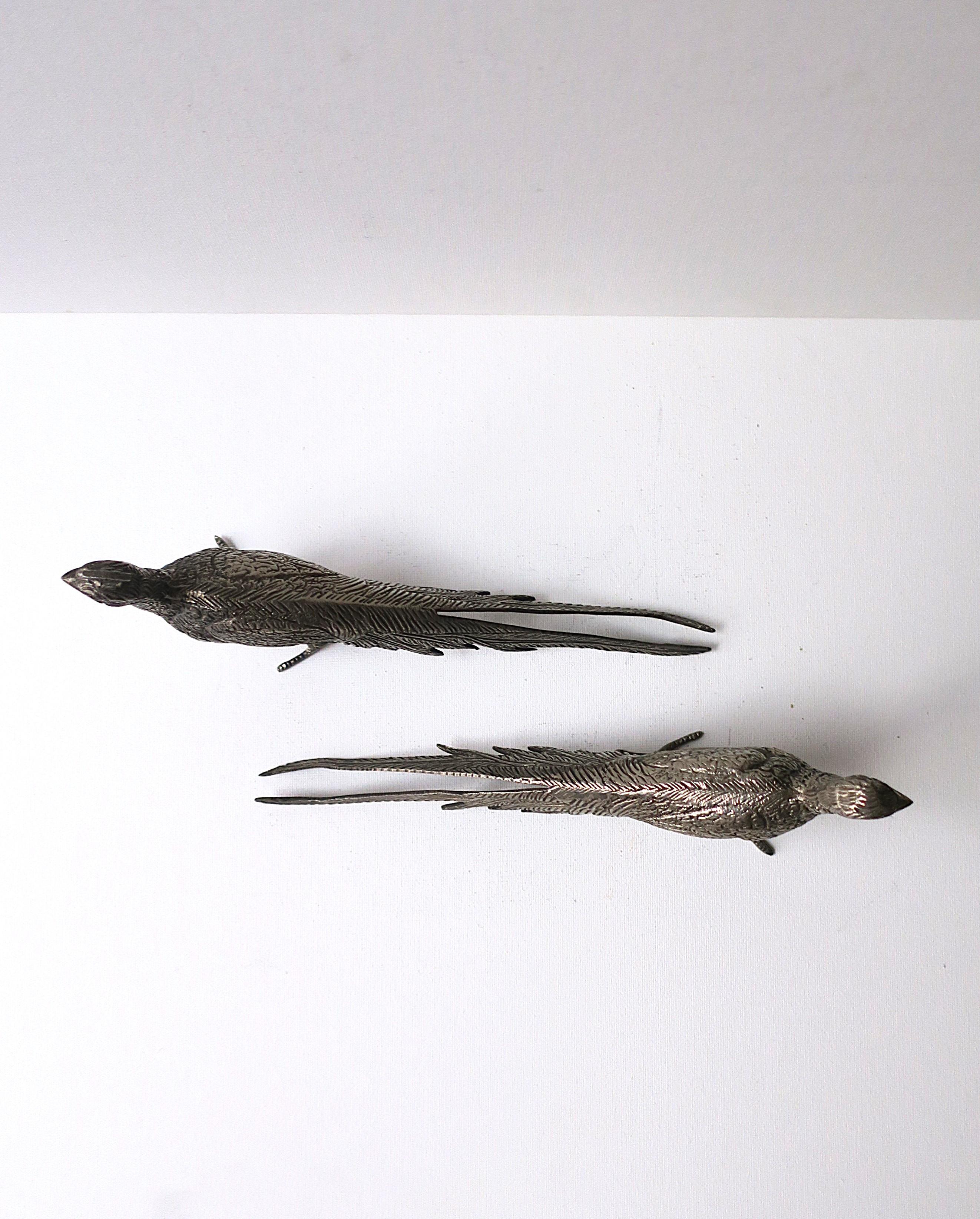 Pareja de pájaros faisanes de plata dorada italiana en venta 4