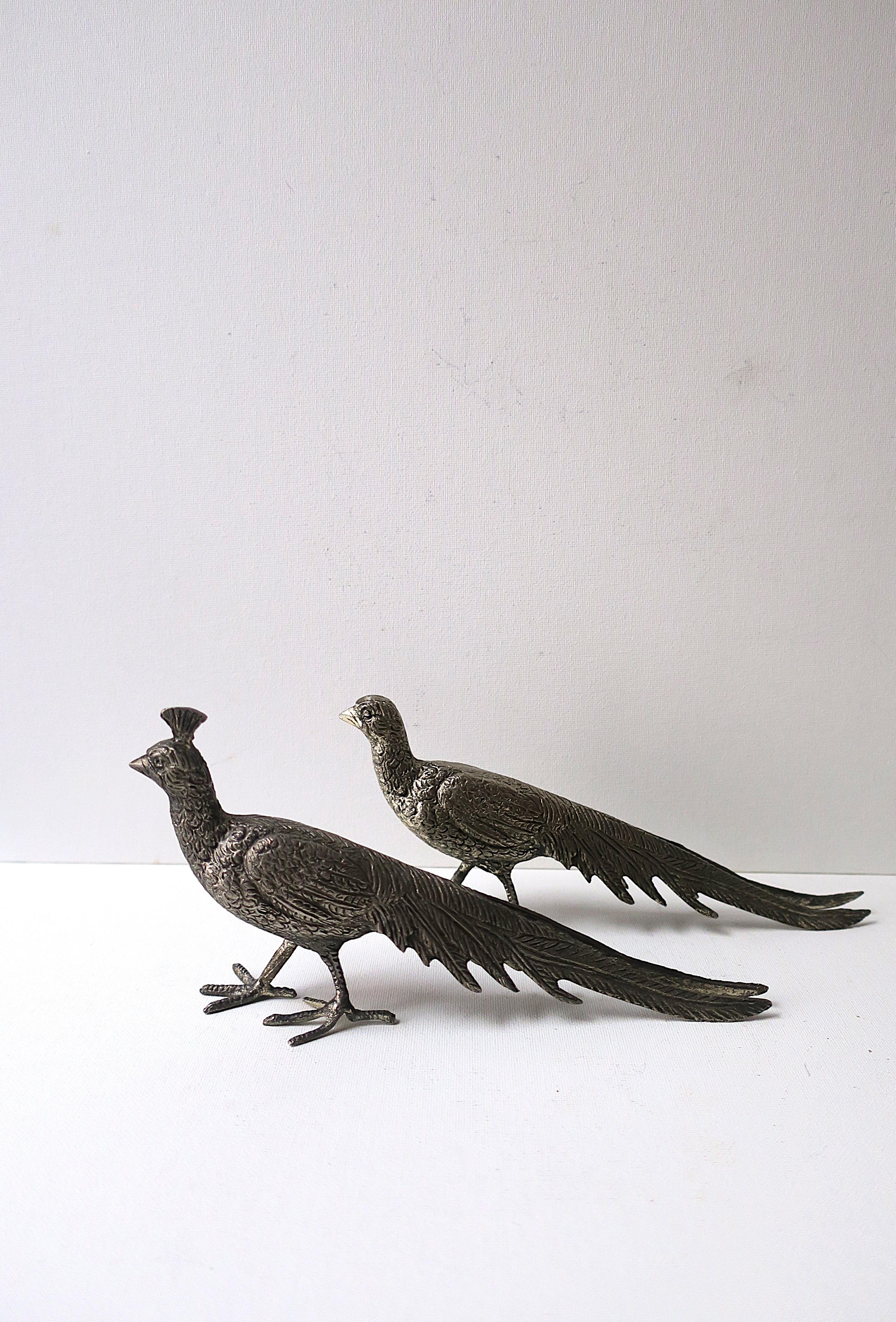 Pareja de pájaros faisanes de plata dorada italiana Italiano en venta