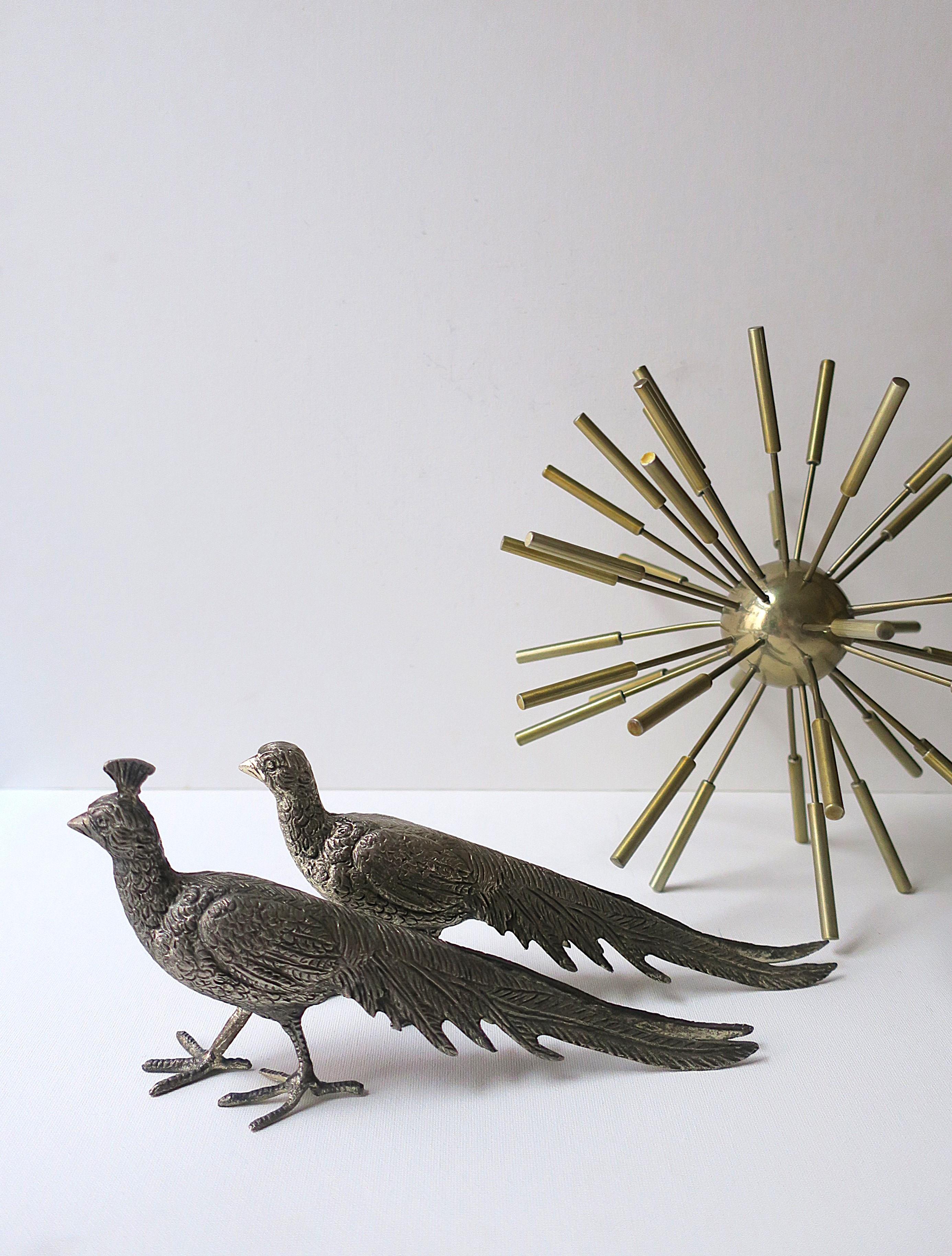 Pareja de pájaros faisanes de plata dorada italiana Dorado en venta