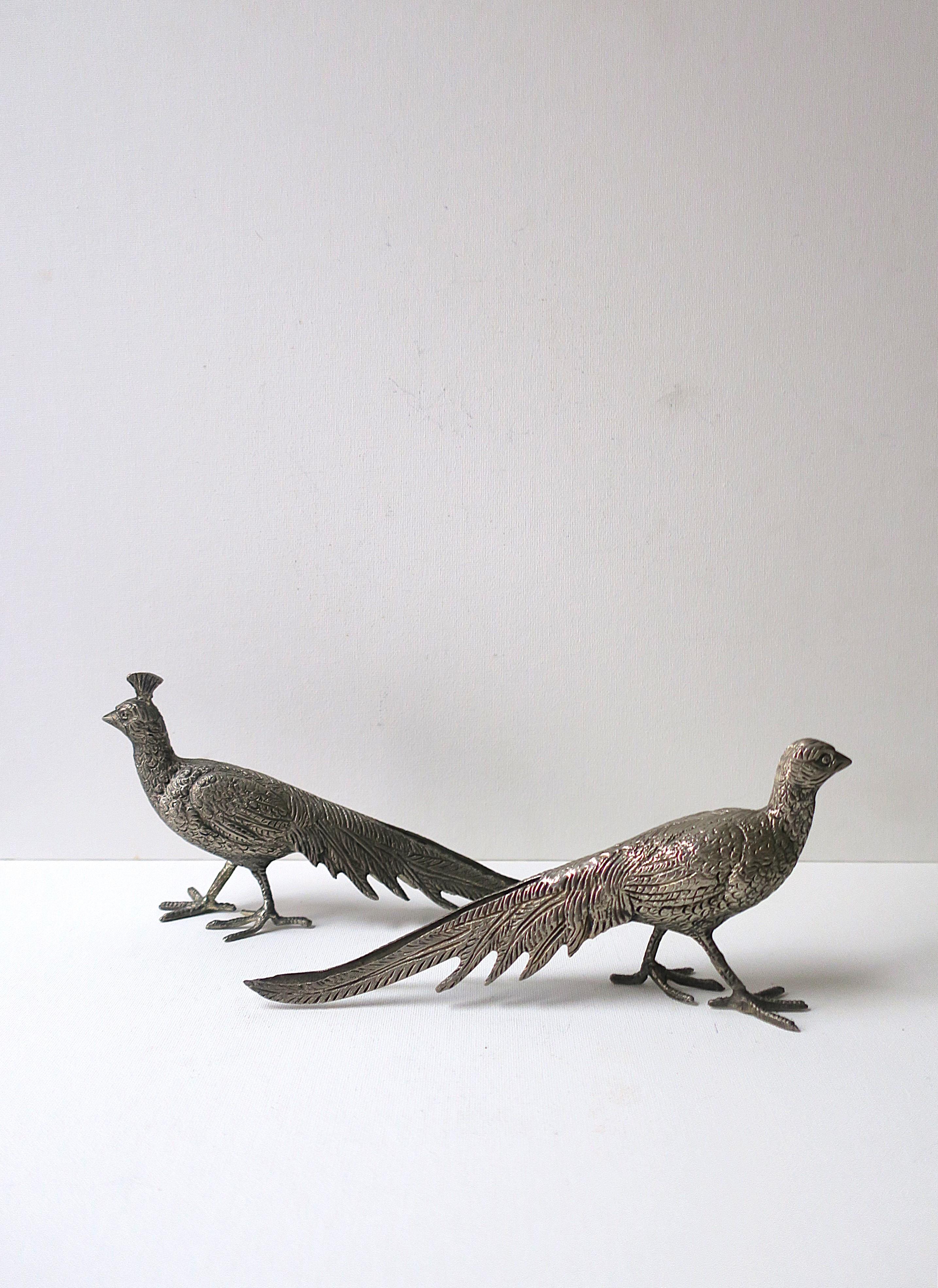 Pareja de pájaros faisanes de plata dorada italiana en venta 2