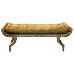 Italian Silver Gilt Upholstered Bench Settee
