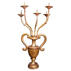 Antique Italian Silver Gilt wood and Iron Candelabra 