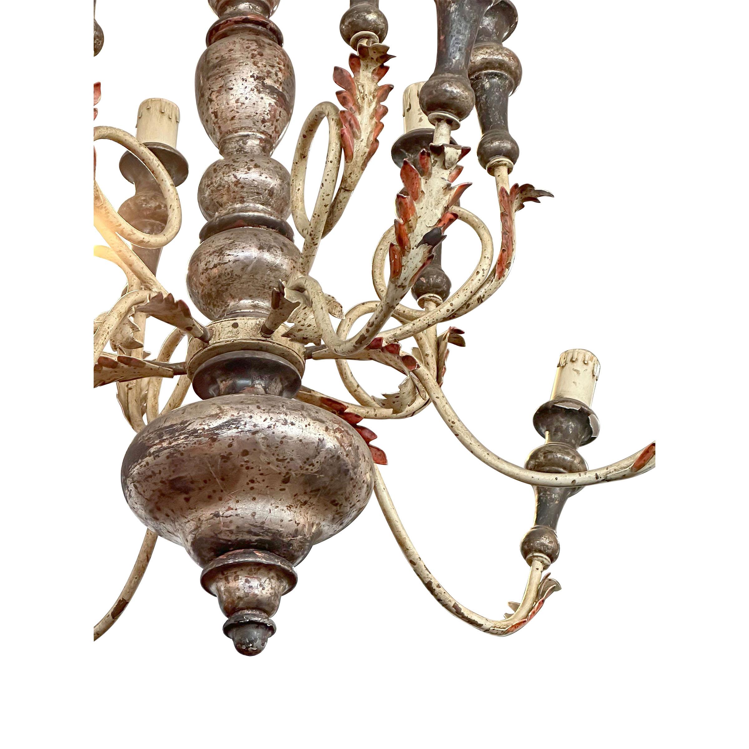 Italian Silver Giltwood Chandelier For Sale 3