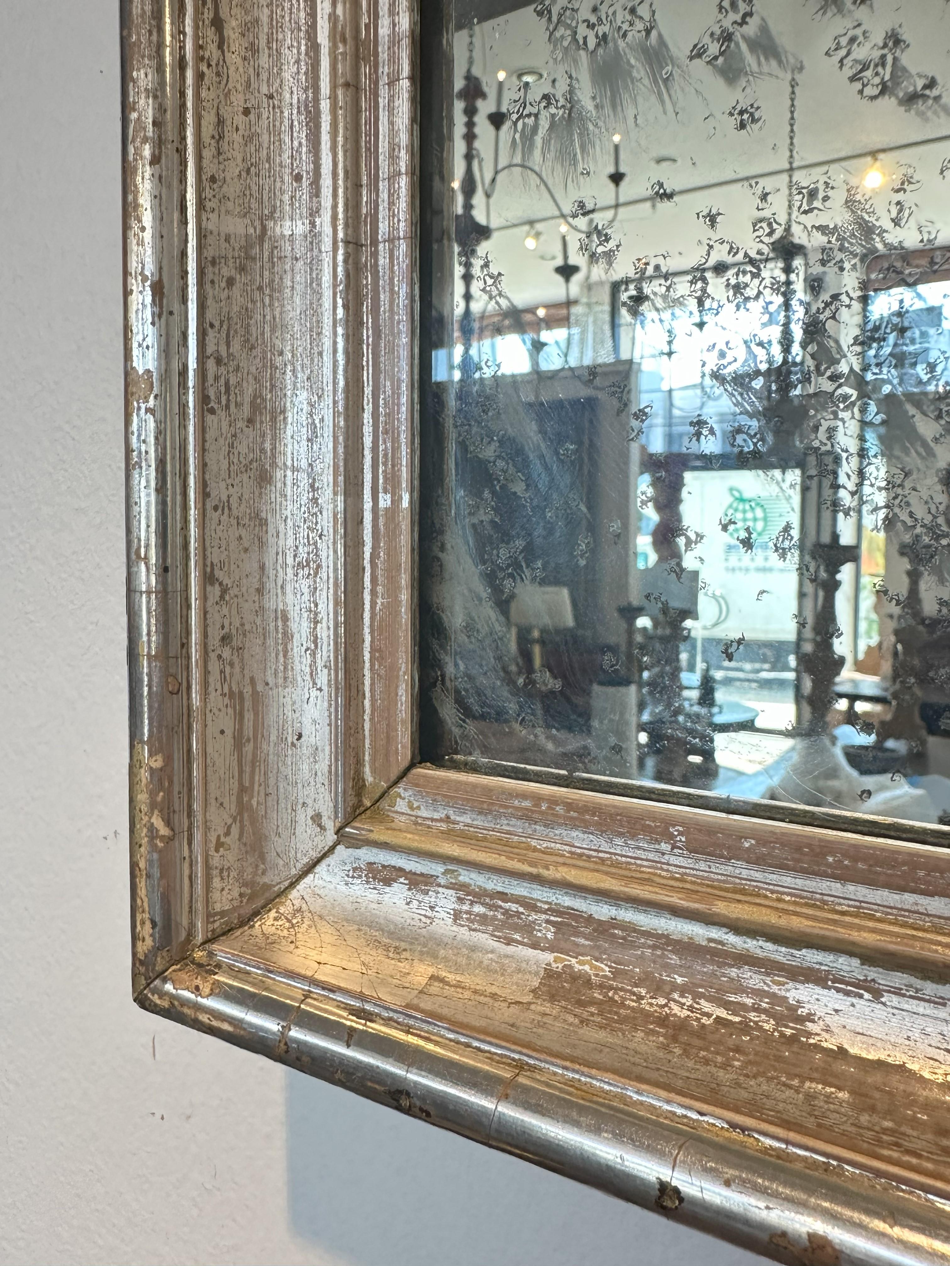 Carved Italian silver giltwood mirrors - Circa 1860 For Sale