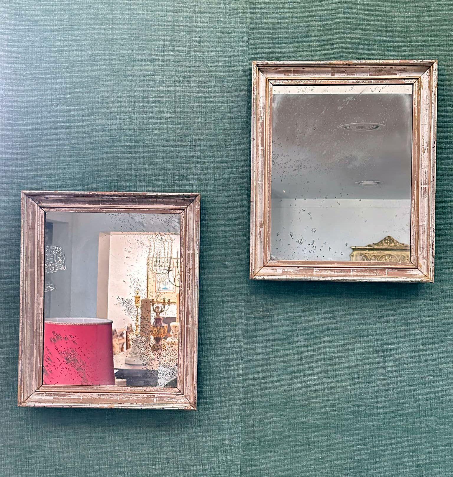 Giltwood Italian silver giltwood mirrors - Circa 1860 For Sale