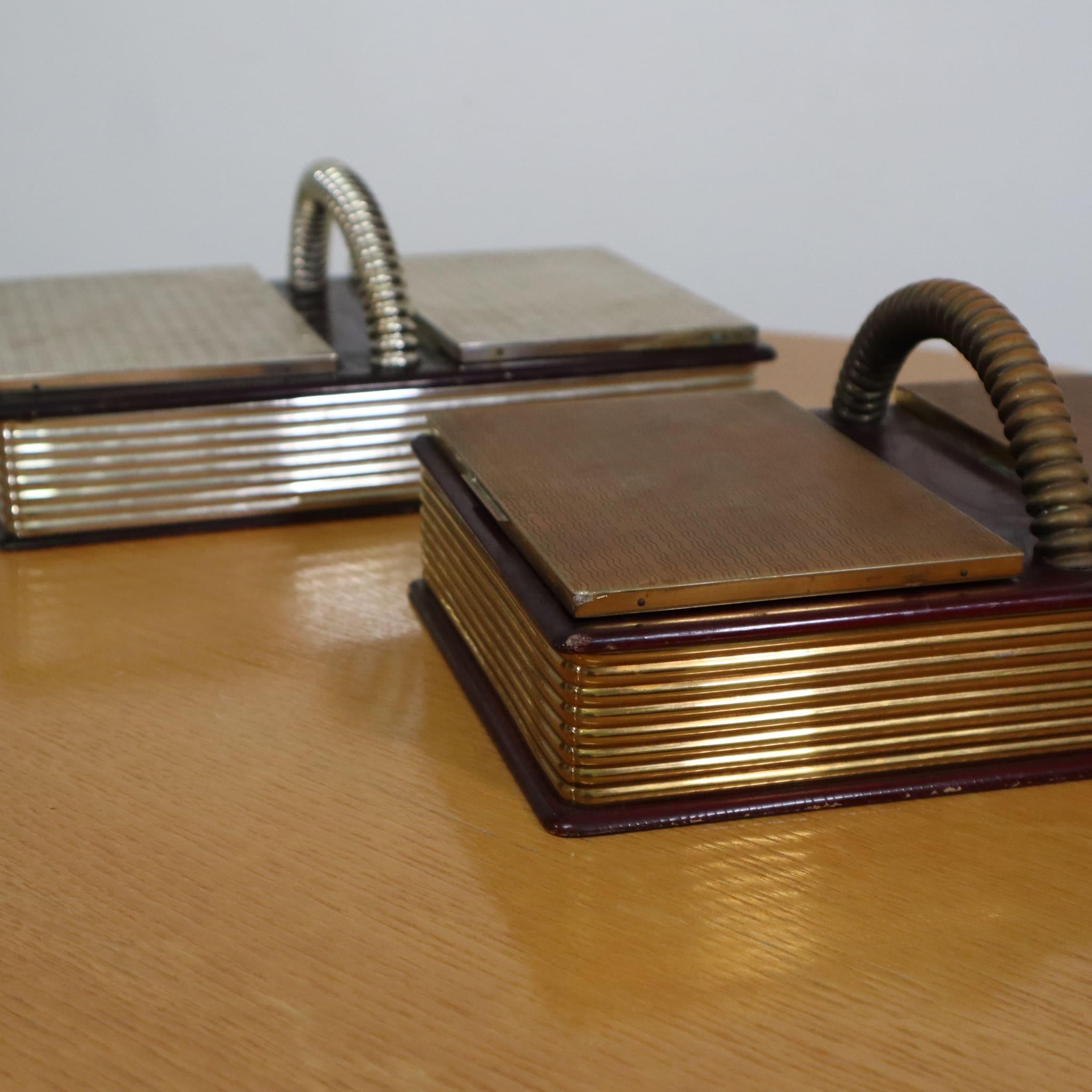 Italian silver gold table cigarette holder case, 1950s In Good Condition For Sale In Nicolosi, IT