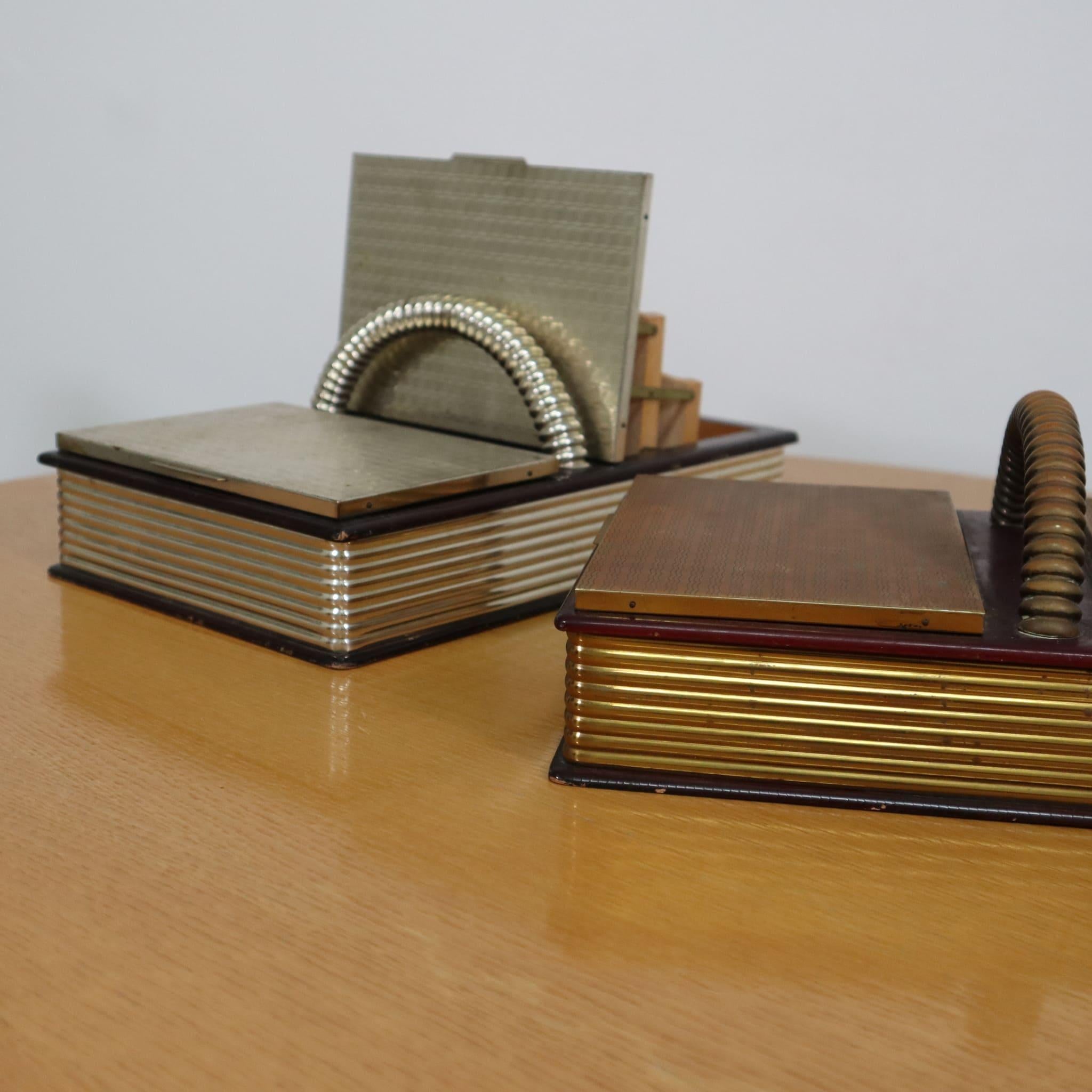 20th Century Italian silver gold table cigarette holder case, 1950s For Sale