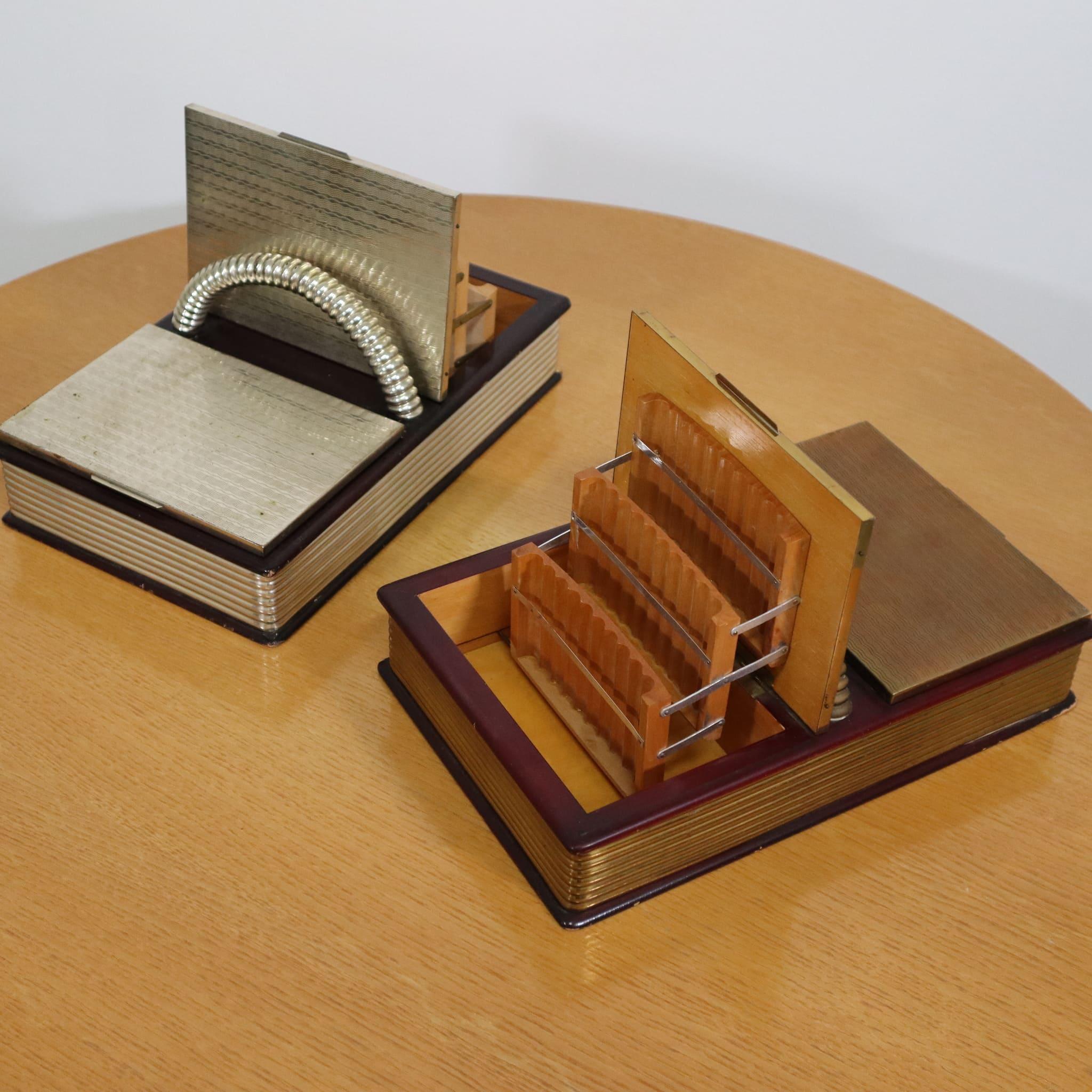Italian silver gold table cigarette holder case, 1950s For Sale 1