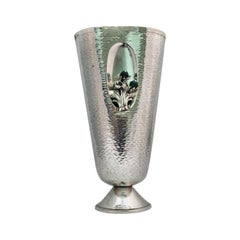 silver hammered vase Italian Silver Hammered Art Deco Silver Flower Vase Milan, 1950s