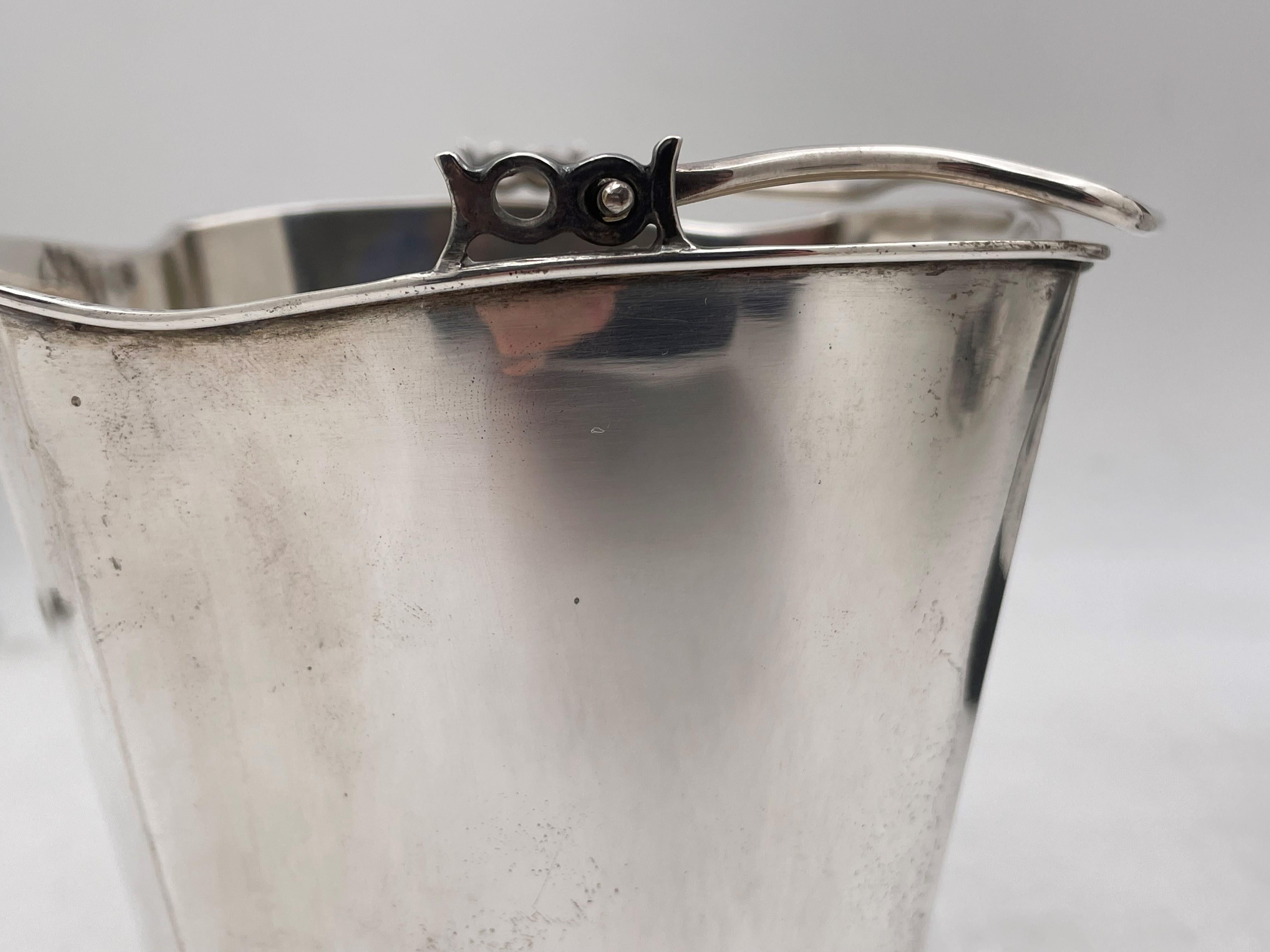 20th Century Italian Silver Ice Bucket/ Wine Cooler in Mid-Century Modern Style For Sale