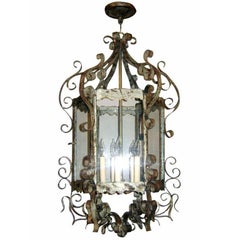 Italian Silver Leaf Iron Lantern