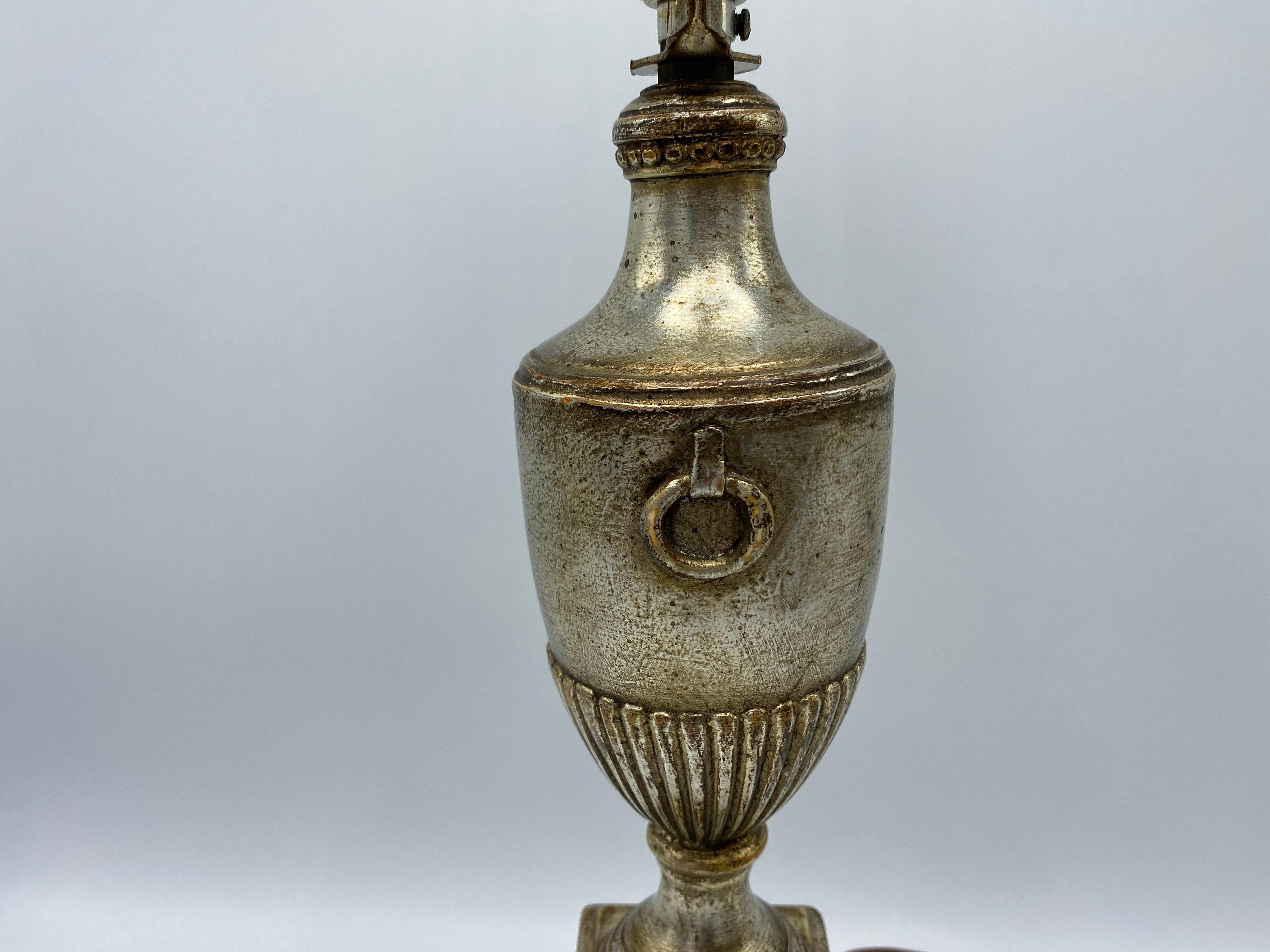 Italian Silver Leaf Plaster Urn Lamp, 1950s For Sale 6