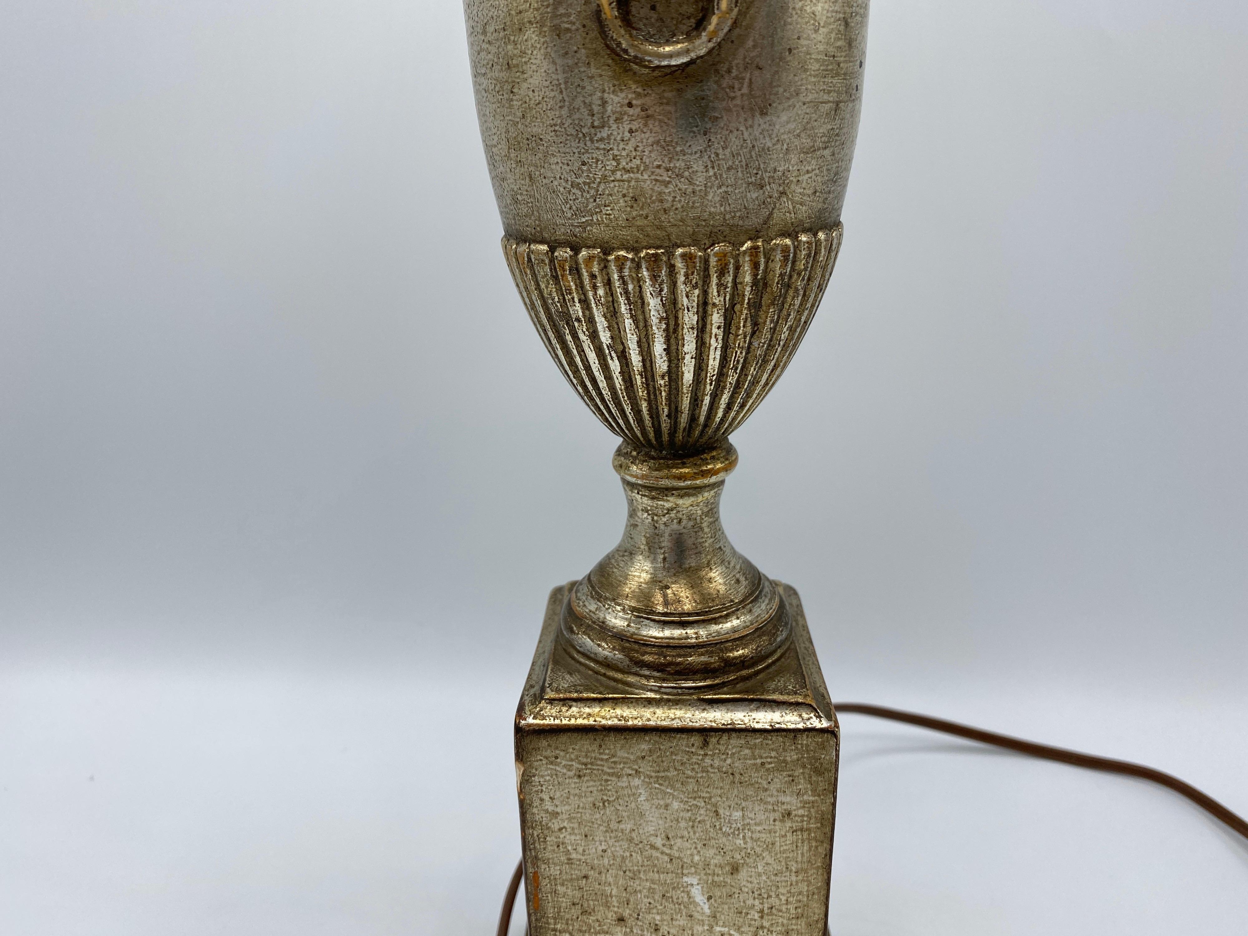 Italian Silver Leaf Plaster Urn Lamp, 1950s For Sale 7