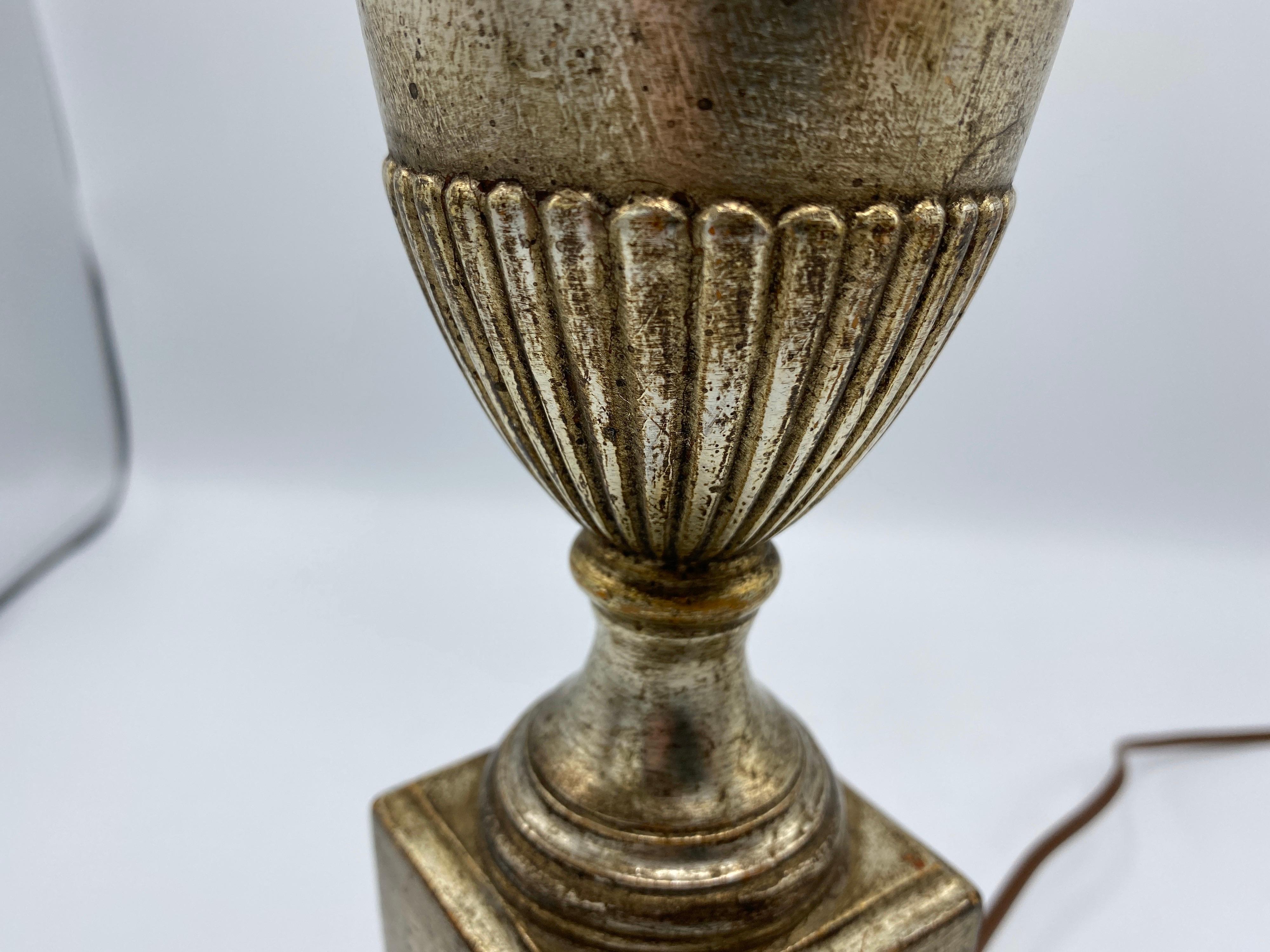 Italian Silver Leaf Plaster Urn Lamp, 1950s For Sale 11