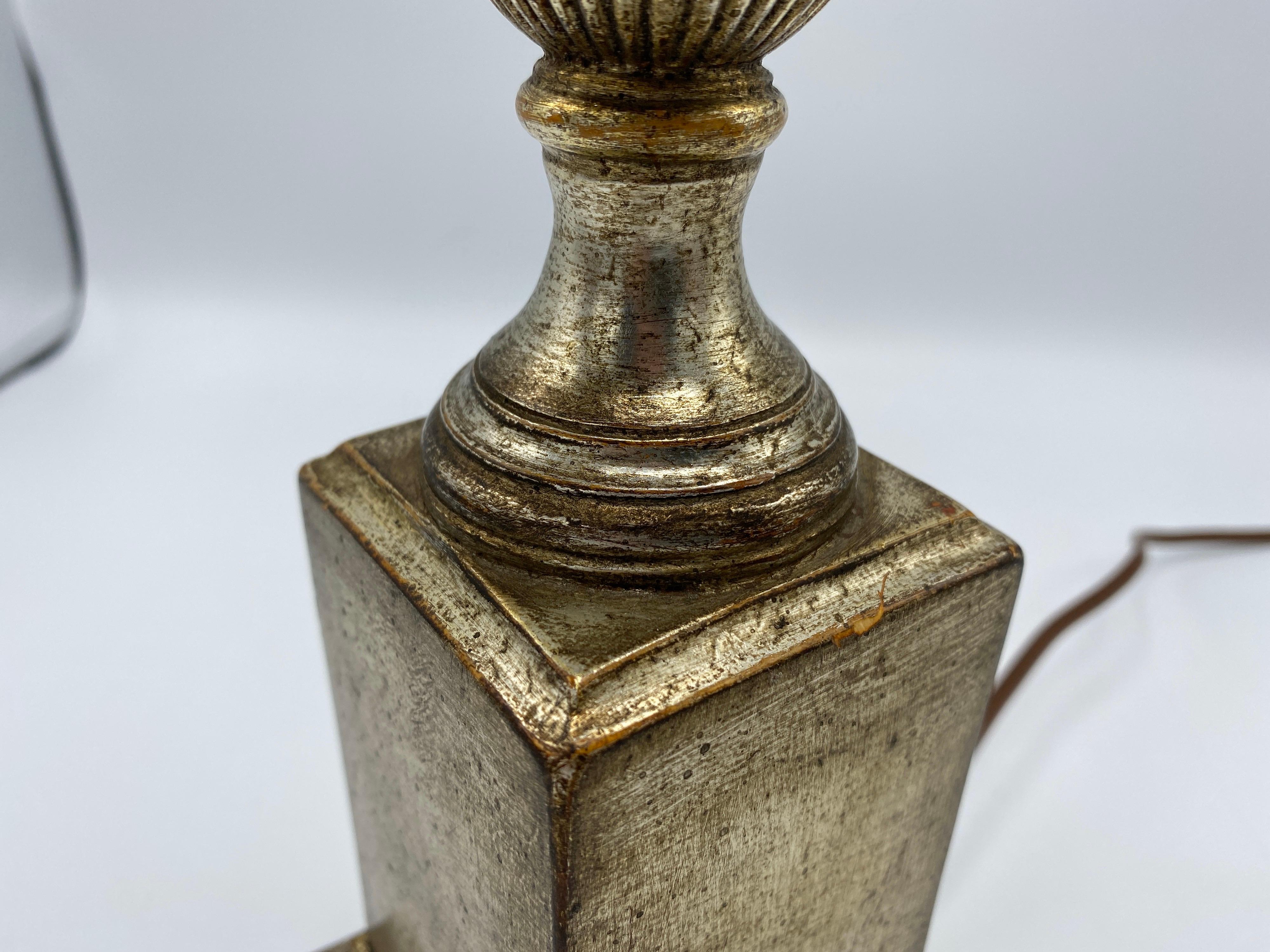 Italian Silver Leaf Plaster Urn Lamp, 1950s For Sale 12