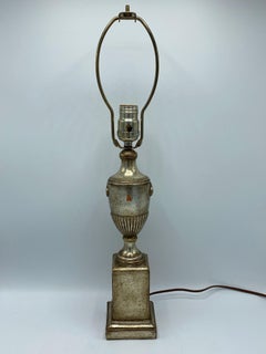 Italian Silver Leaf Plaster Urn Lamp, 1950s
