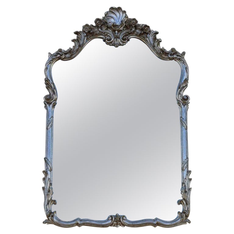 Italian Silver Leaf Wood Wall Mirror