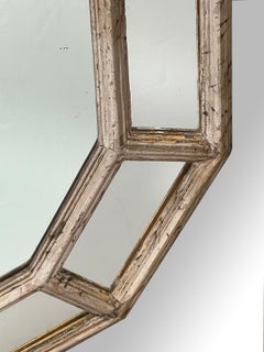 Specchio dodecagonale italiano in legno dorato con foglie d'argento