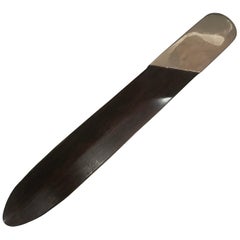 Italian Silver Plate and Black Wood Turner Letter Opener, 1970s