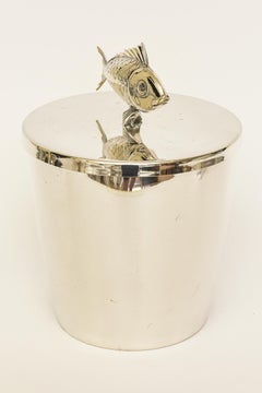 Italian Silver-Plate Fish Ice Bucket Vintage Barware