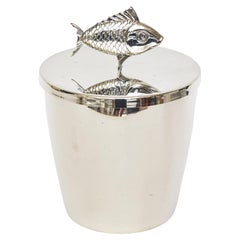 Italian Silver-Plate Fish Ice Bucket Vintage Barware