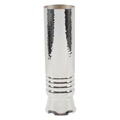 Italian Silver Plate Modernist Tumbler Vase, circa 1980