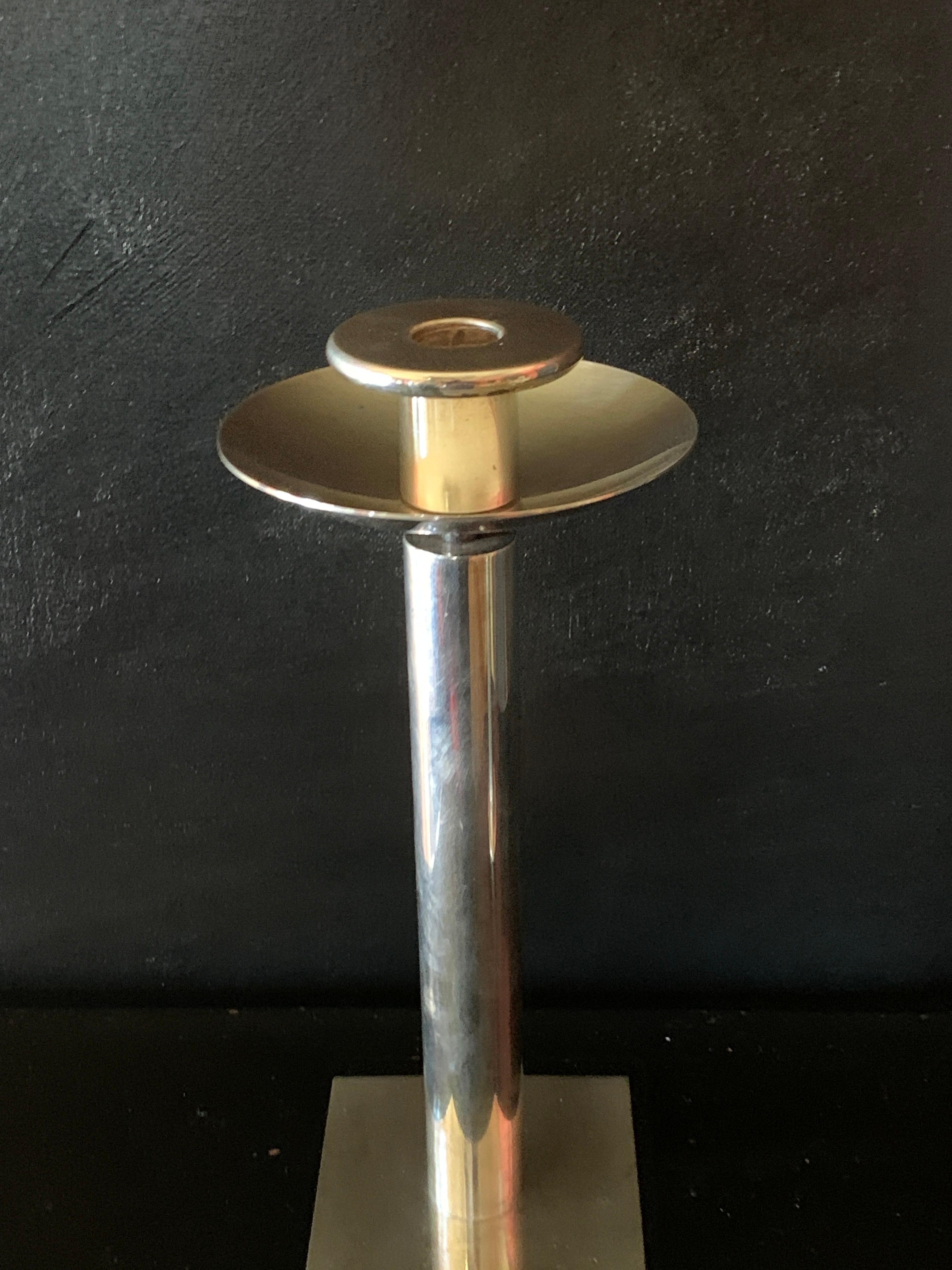 Post-Modern Italian Silver Plate Swid Powell Candle Stick by Richard Meier