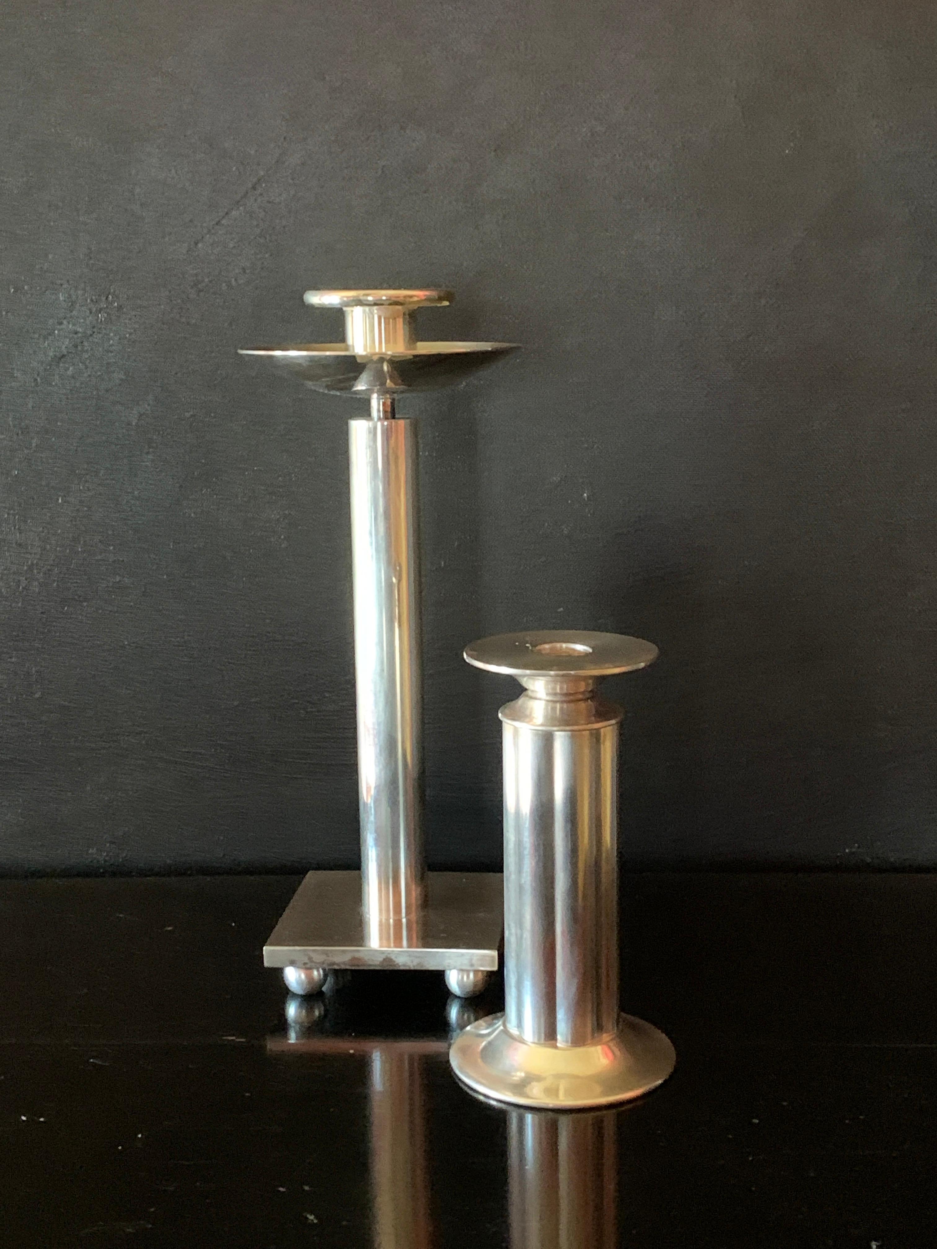 Italian Silver Plate Swid Powell Candle Stick by Richard Meier 1