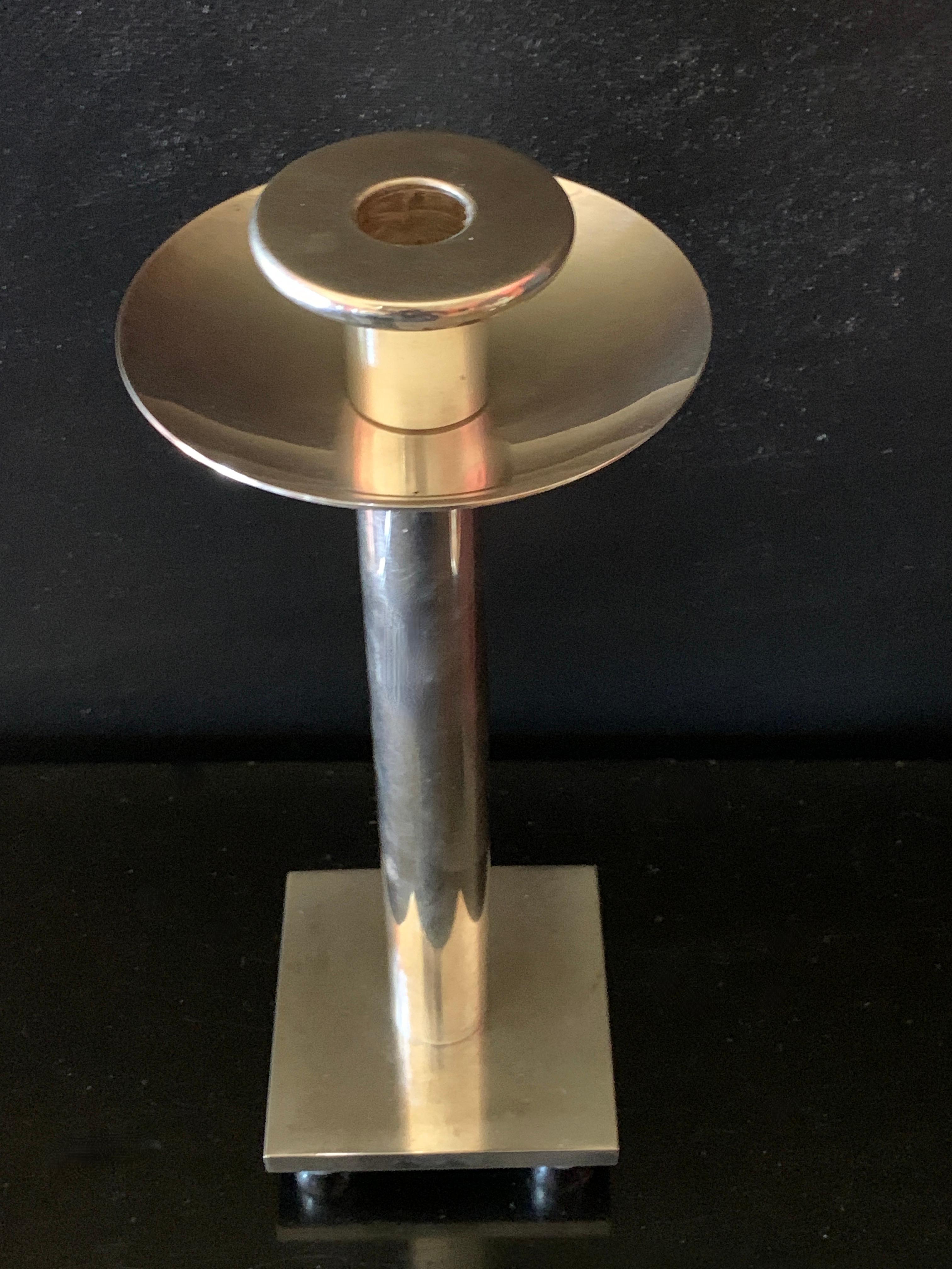Italian Silver Plate Swid Powell Candle Stick by Richard Meier 2