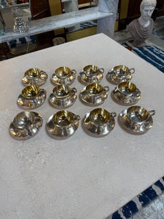 Italian Silver-Plate Tea Cup and Saucer Set, 12 Pieces, Mid-Century
