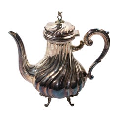 Caffettiera italiana in stile barocco placcata in argento, anni '50