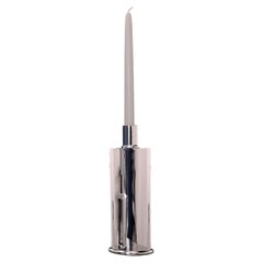 Italian Silver-Plated Brass Candlestick Inspired by Minimalist Design