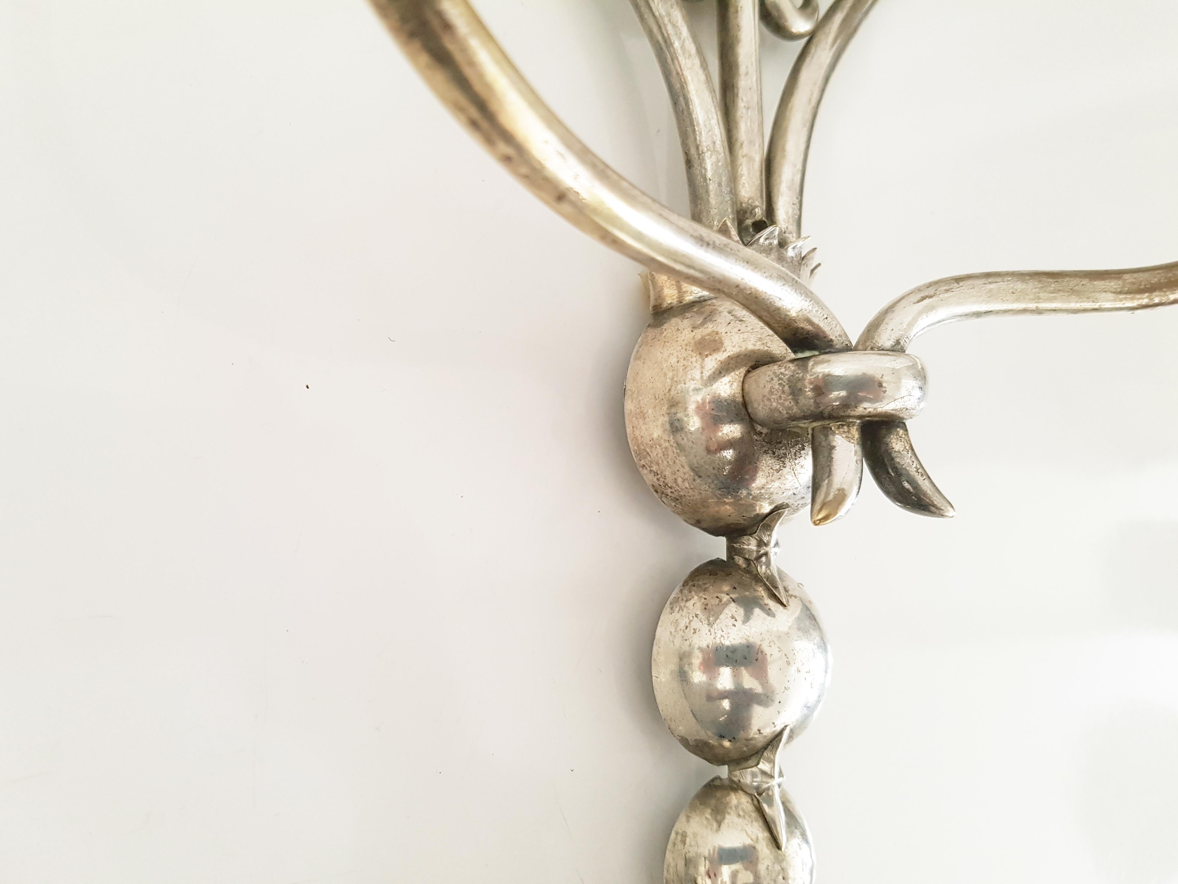 Italian Silver Plated Brass Deco 2-Lights Sconces For Sale 6