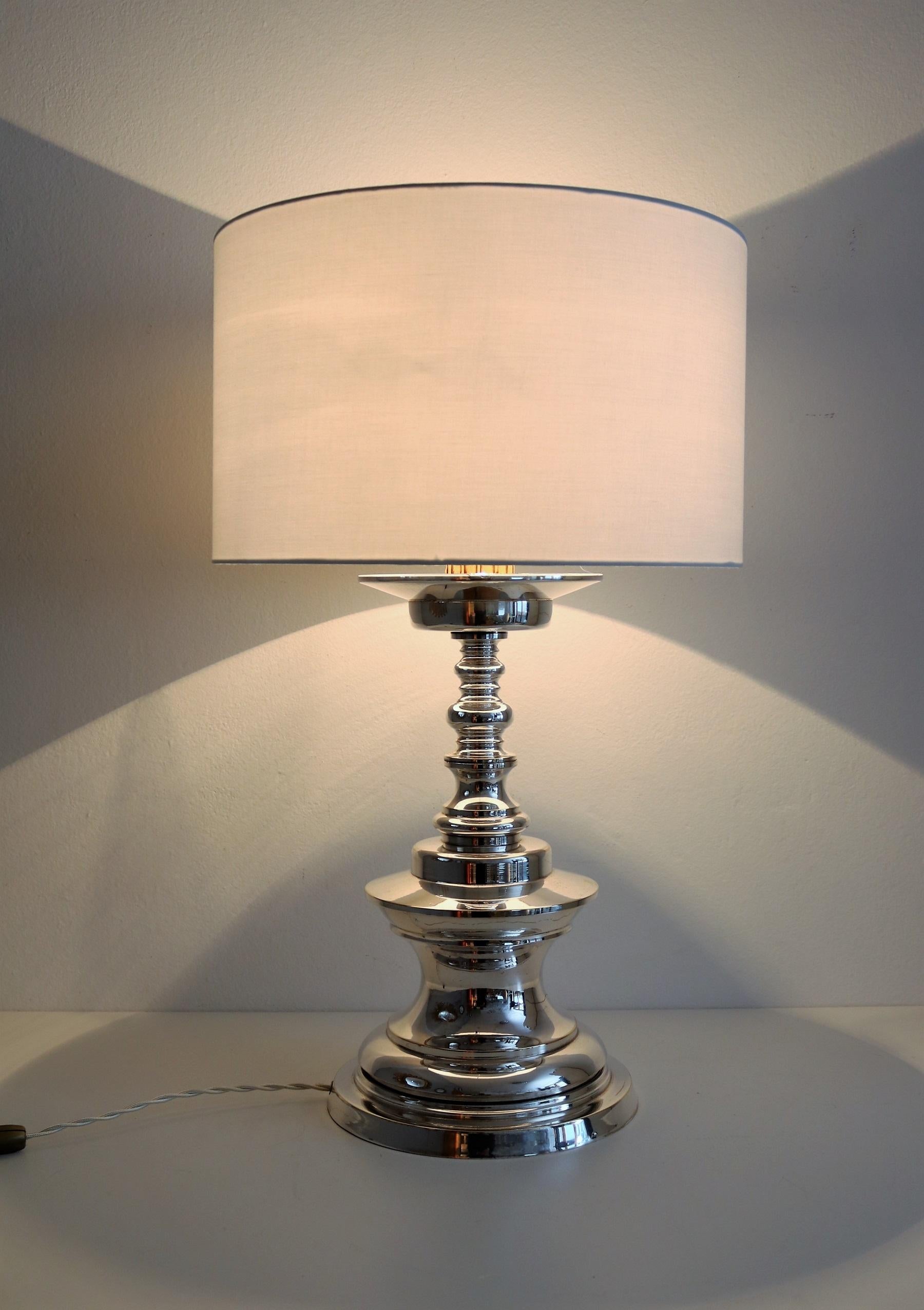 Italian Mid Century Silver Plated Bronze Table Lamp, 1970s For Sale 5