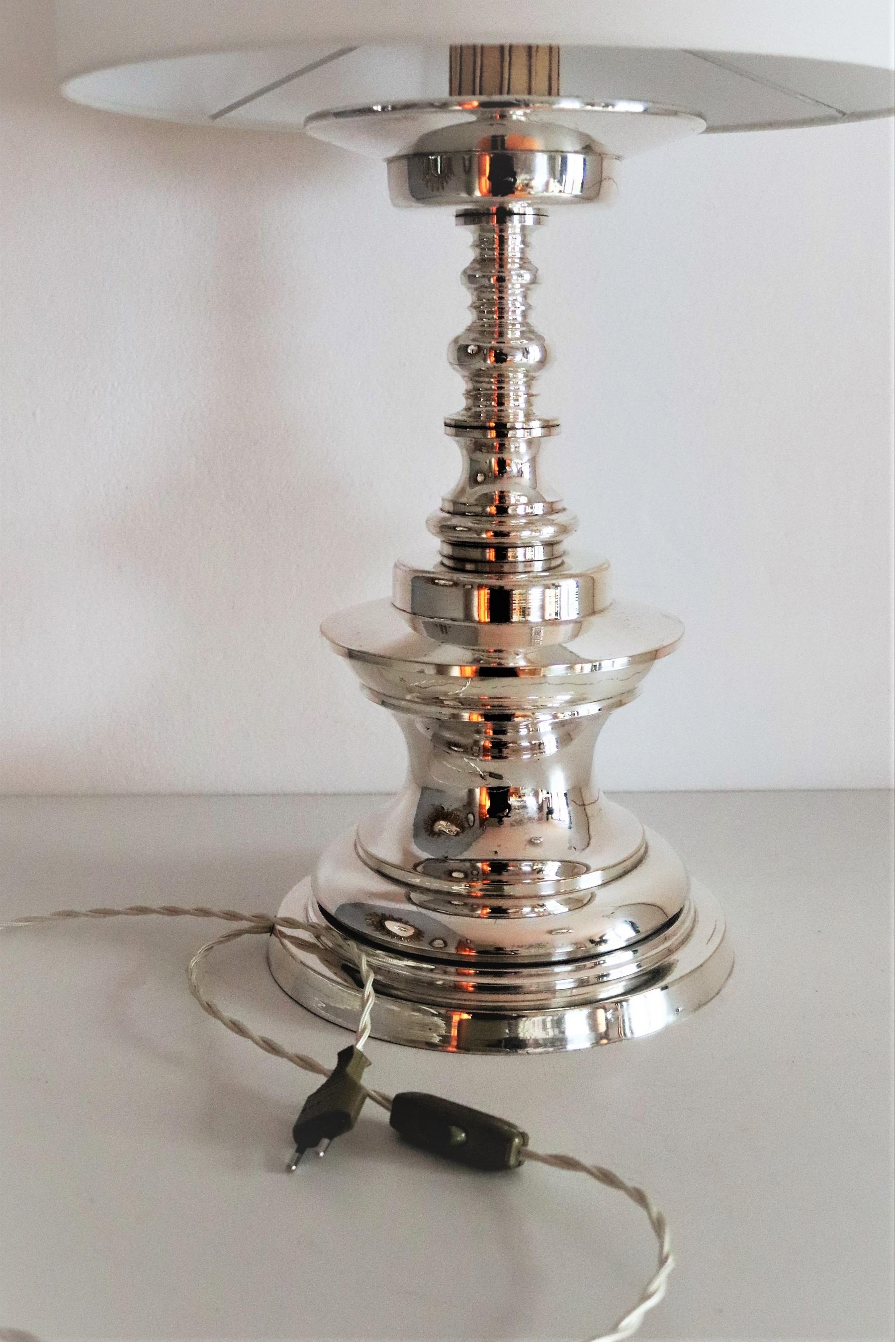 Italian Mid Century Silver Plated Bronze Table Lamp, 1970s For Sale 2