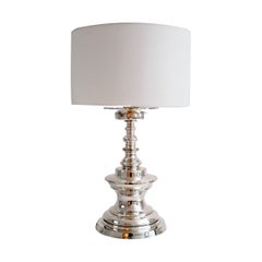 Vintage Italian Mid Century Silver Plated Bronze Table Lamp, 1970s