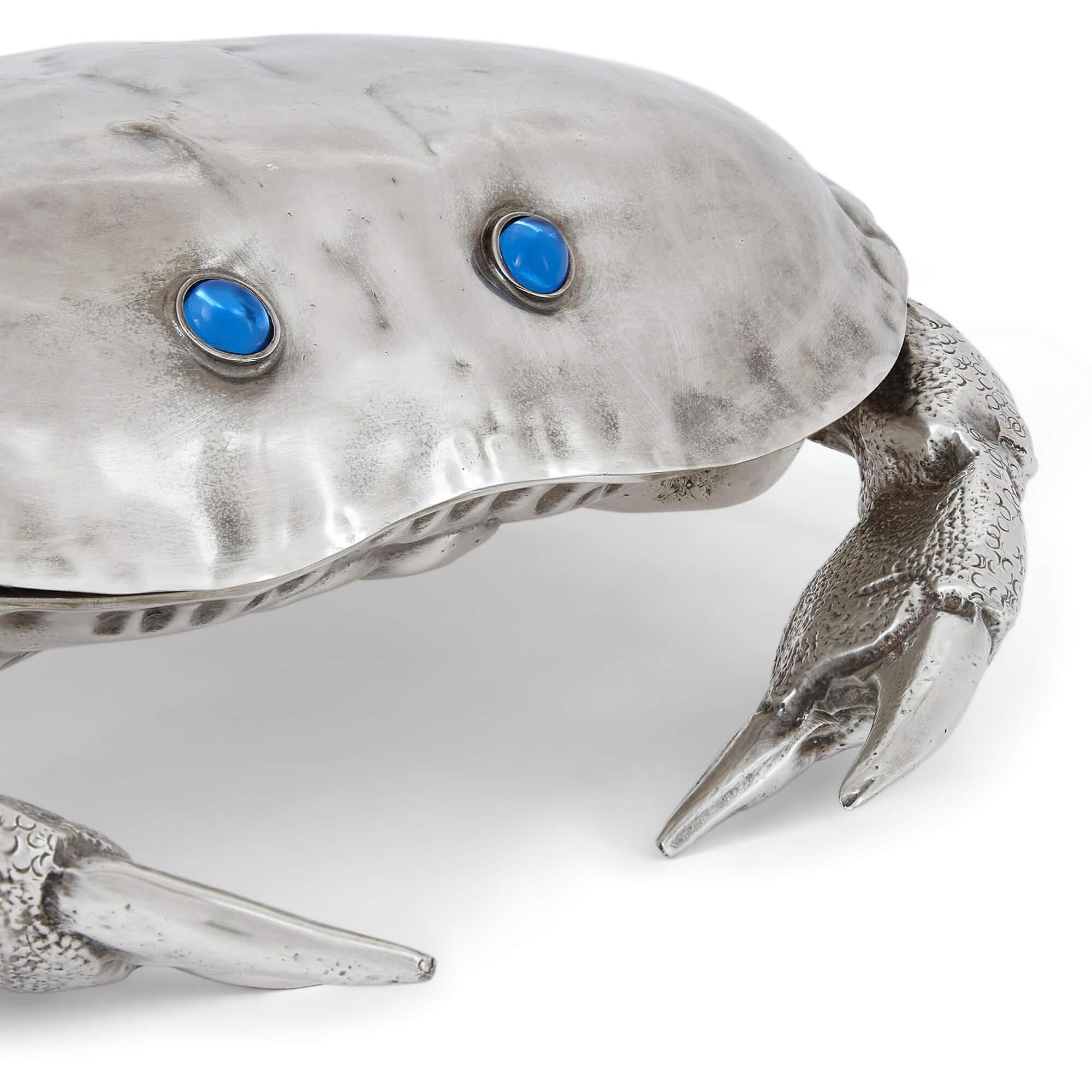 Italian Silver-Plated Crab-Form Caviar Dish Attributed to Franco Lapini In Good Condition For Sale In London, GB