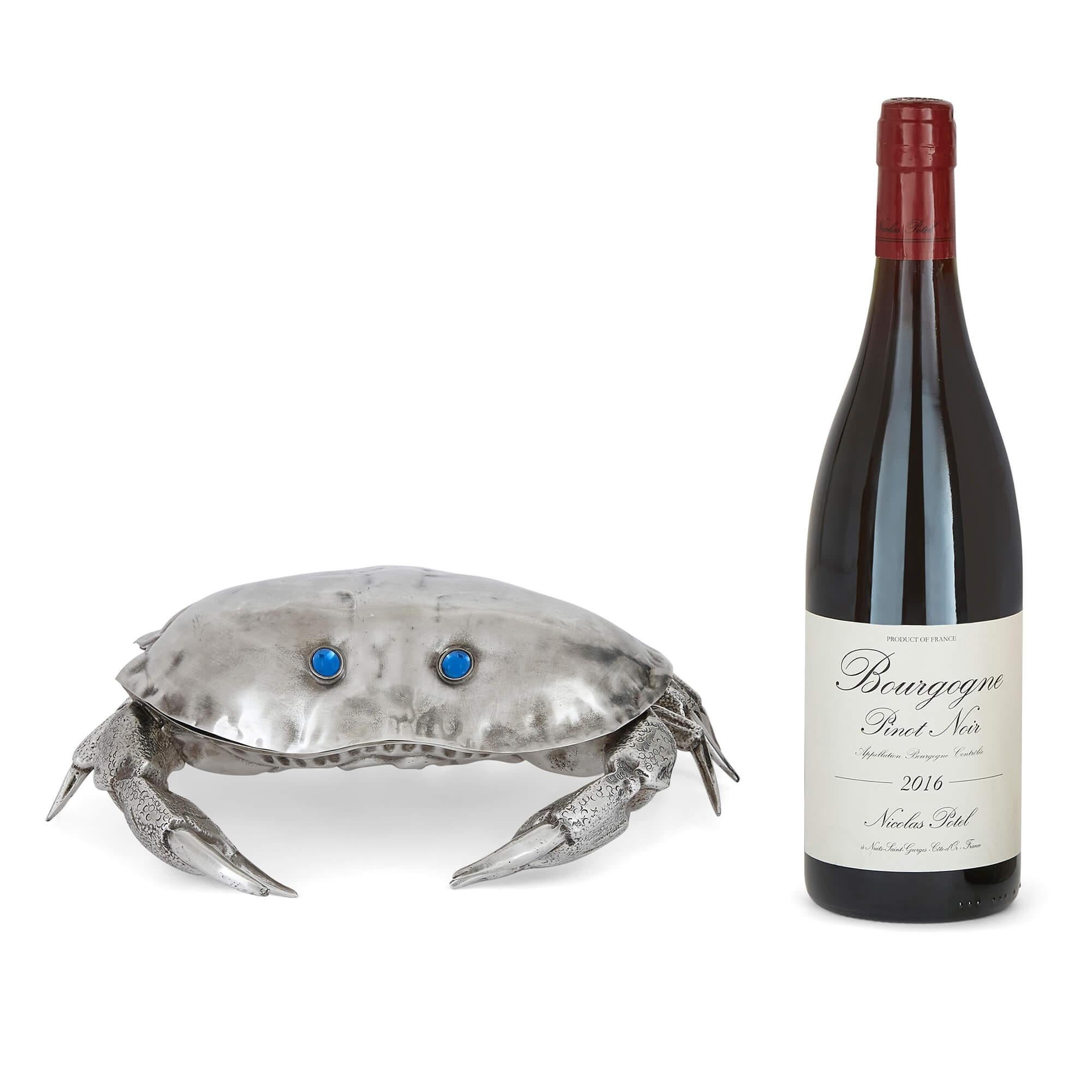 Italian Silver-Plated Crab-Form Caviar Dish Attributed to Franco Lapini For Sale 1