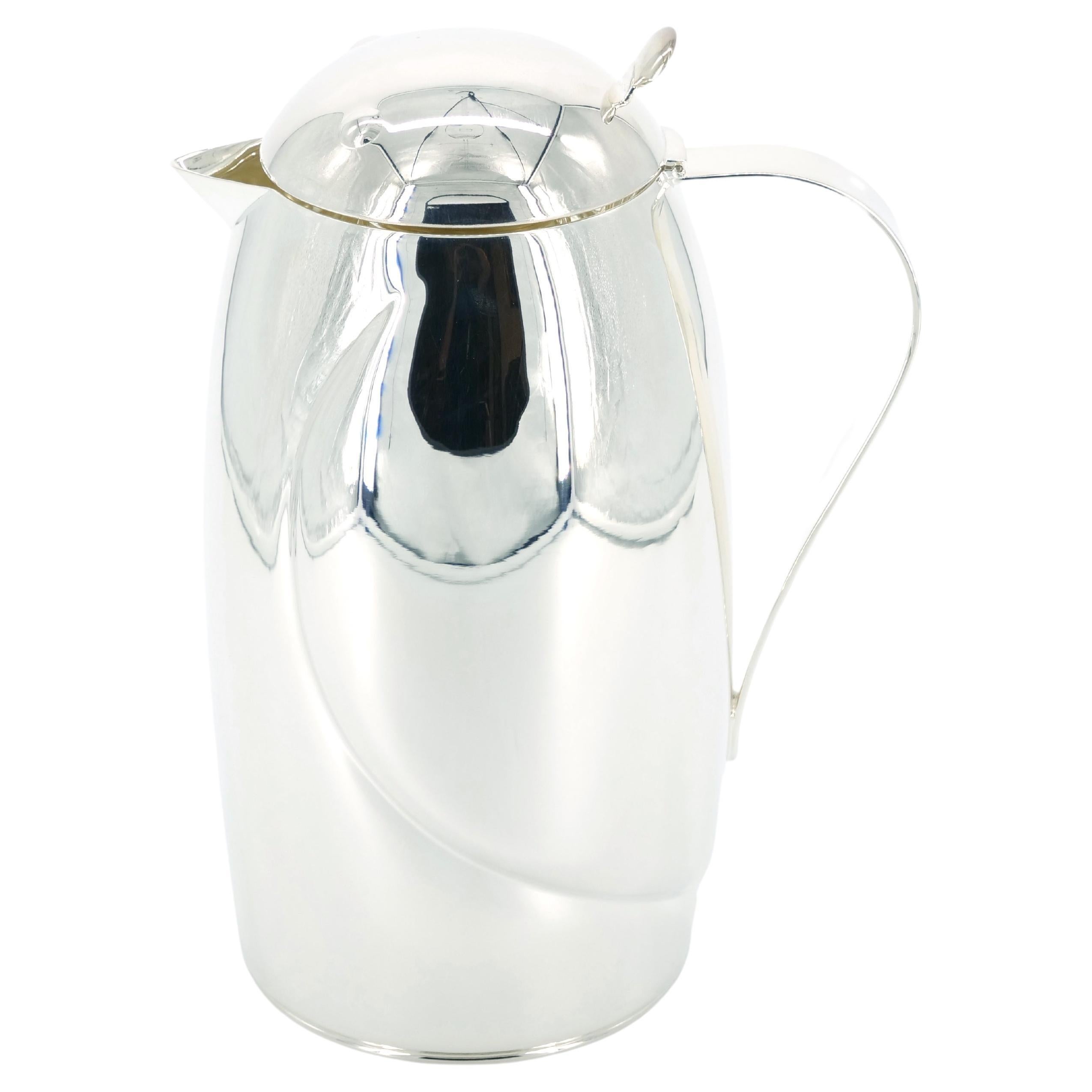 Italian Silver Plated Exterior Insulated Interior Hot / Cold Thermos For Sale