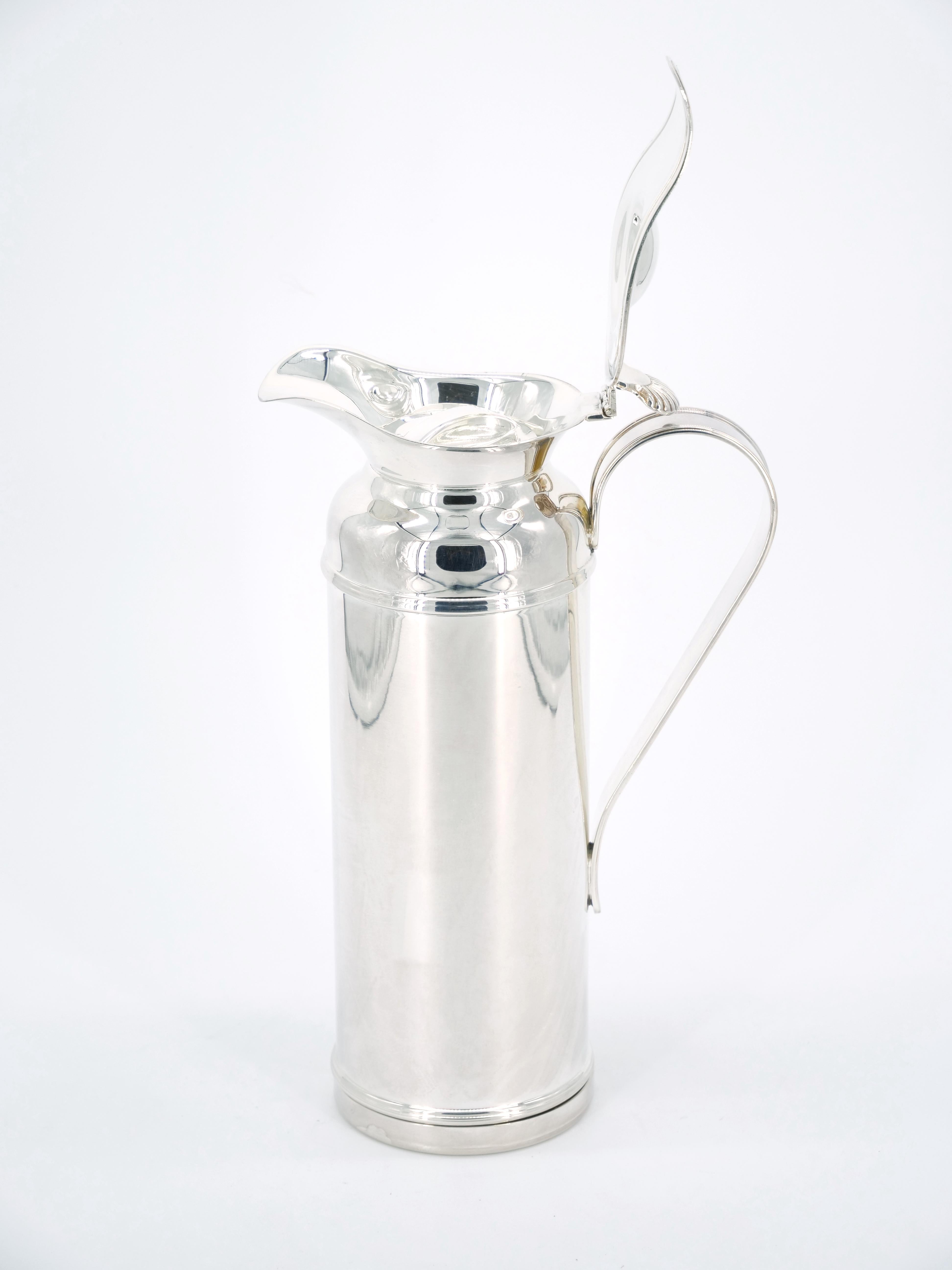 Art Deco Italian Silver Plated Insulated Interior Hot / Cold Beverage Thermos For Sale