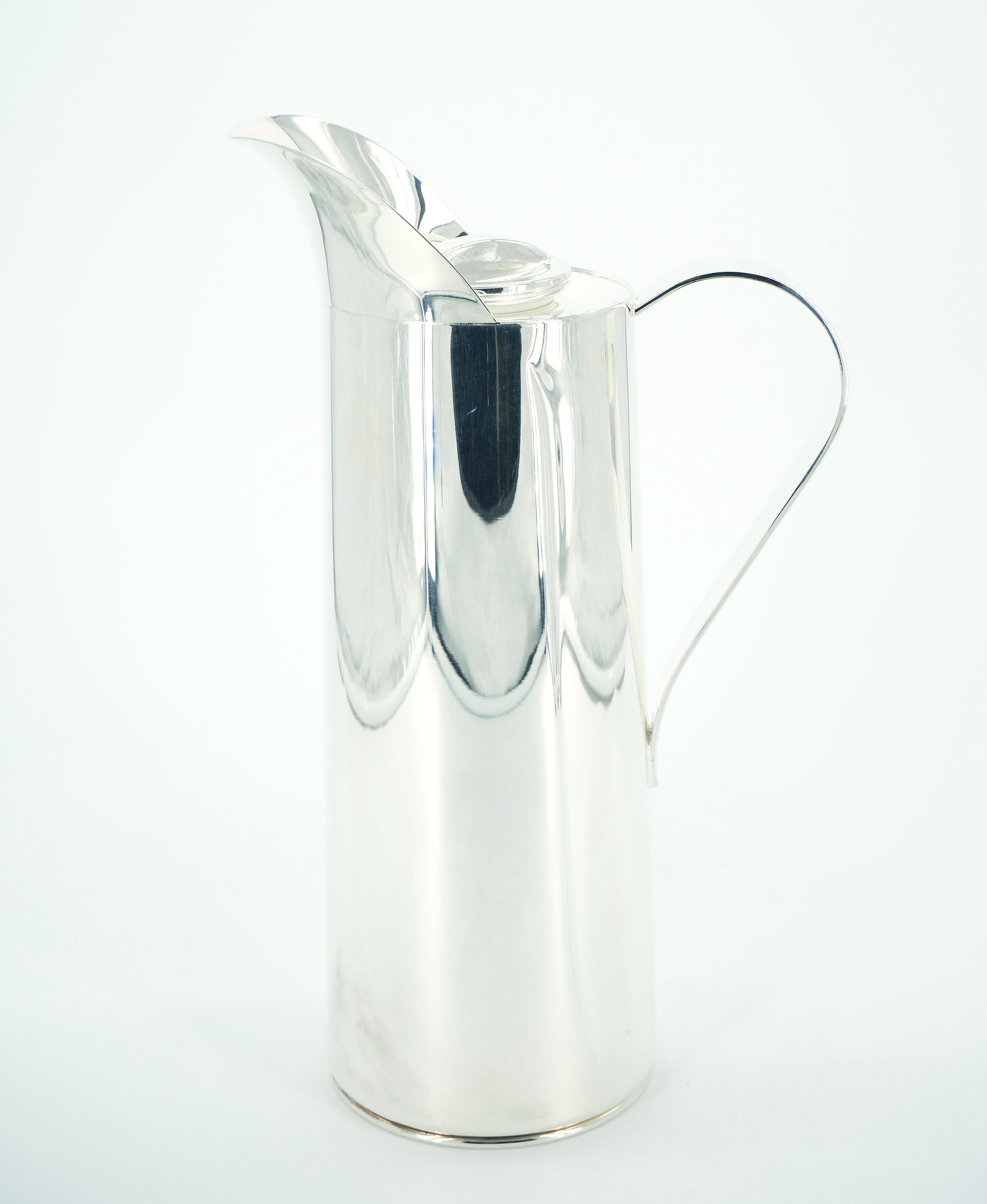 Late 20th Century Italian Silver Plated Insulated Interior Hot / Cold Thermos For Sale